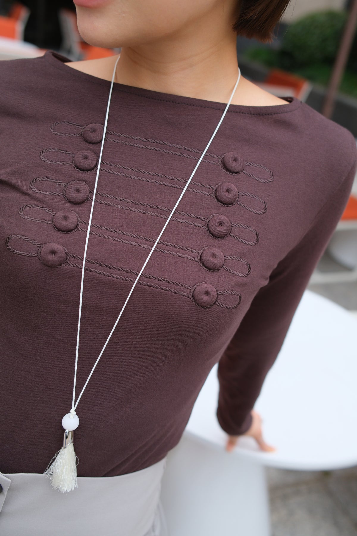 Military Button Long Sleeve Tee