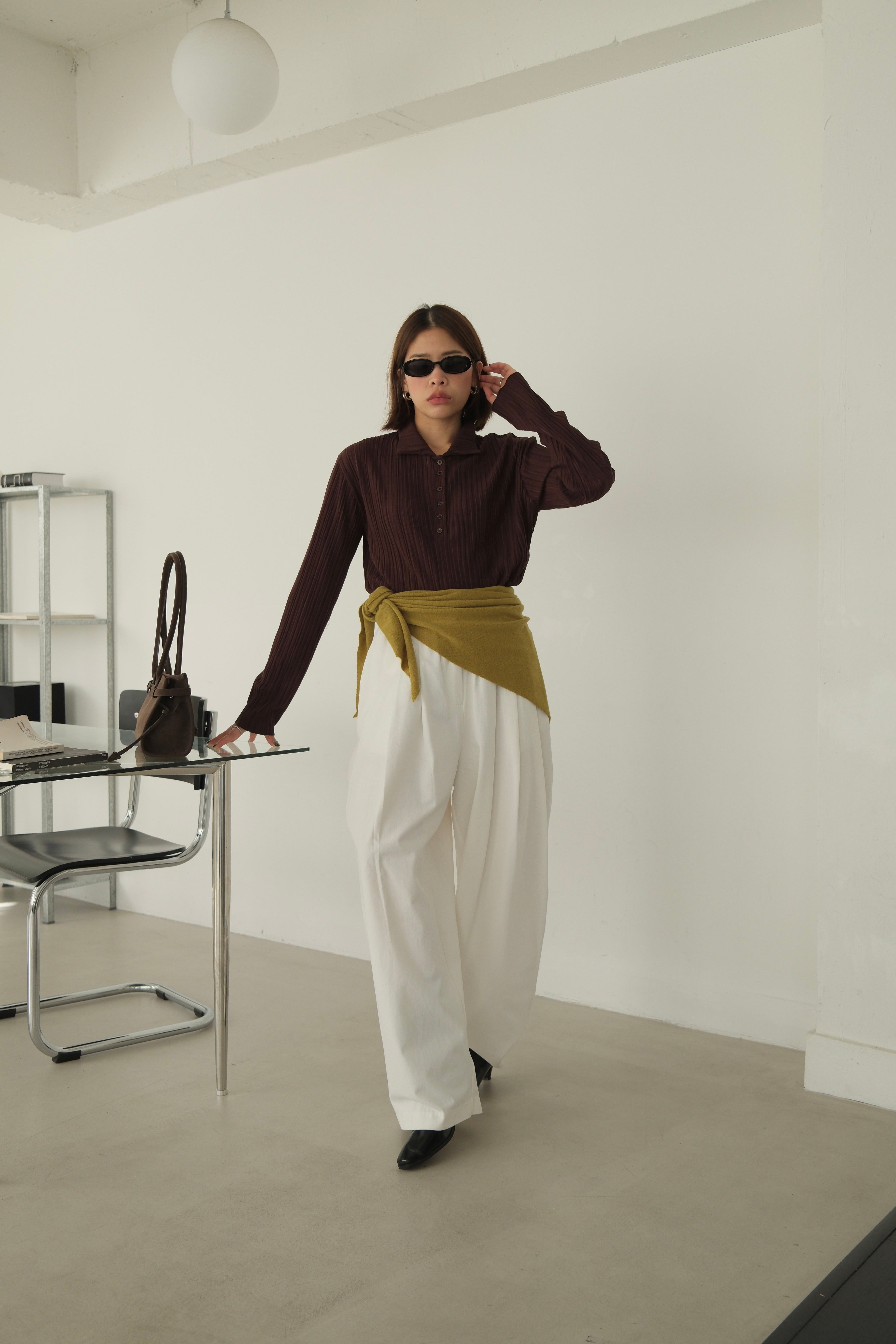 Glowny pleat polo top