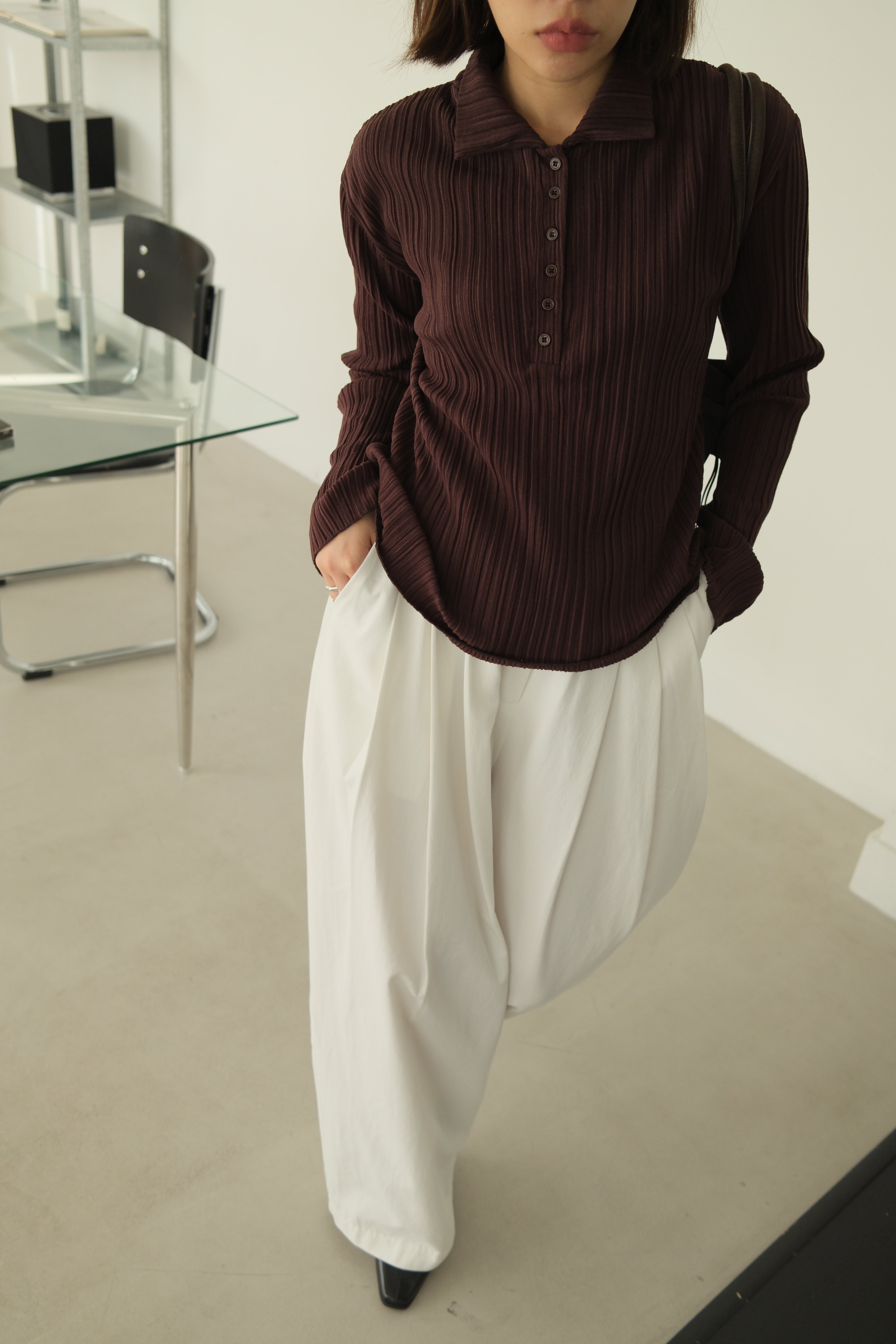 Glowny pleat polo top