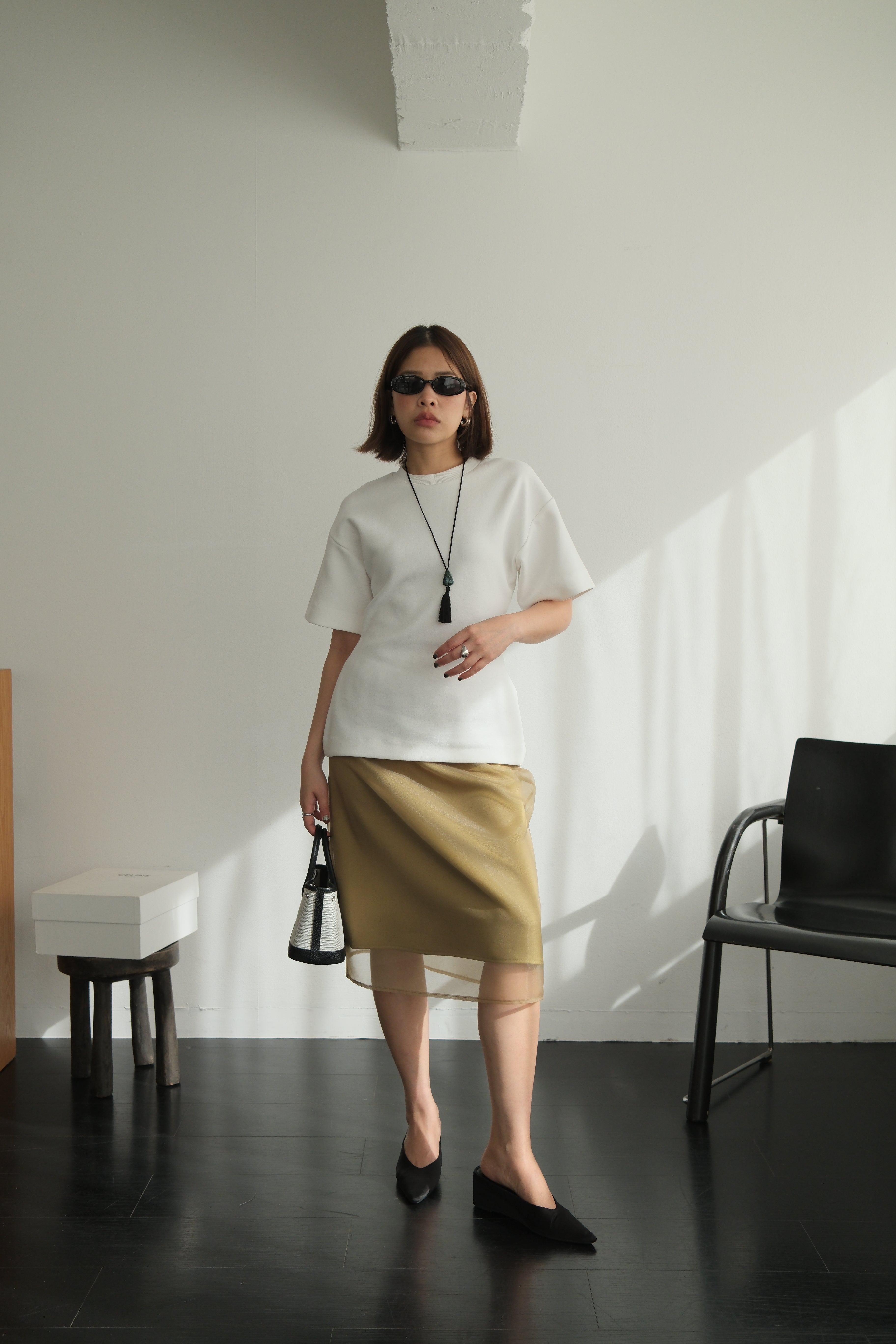 Sheran Sheer midi skirt