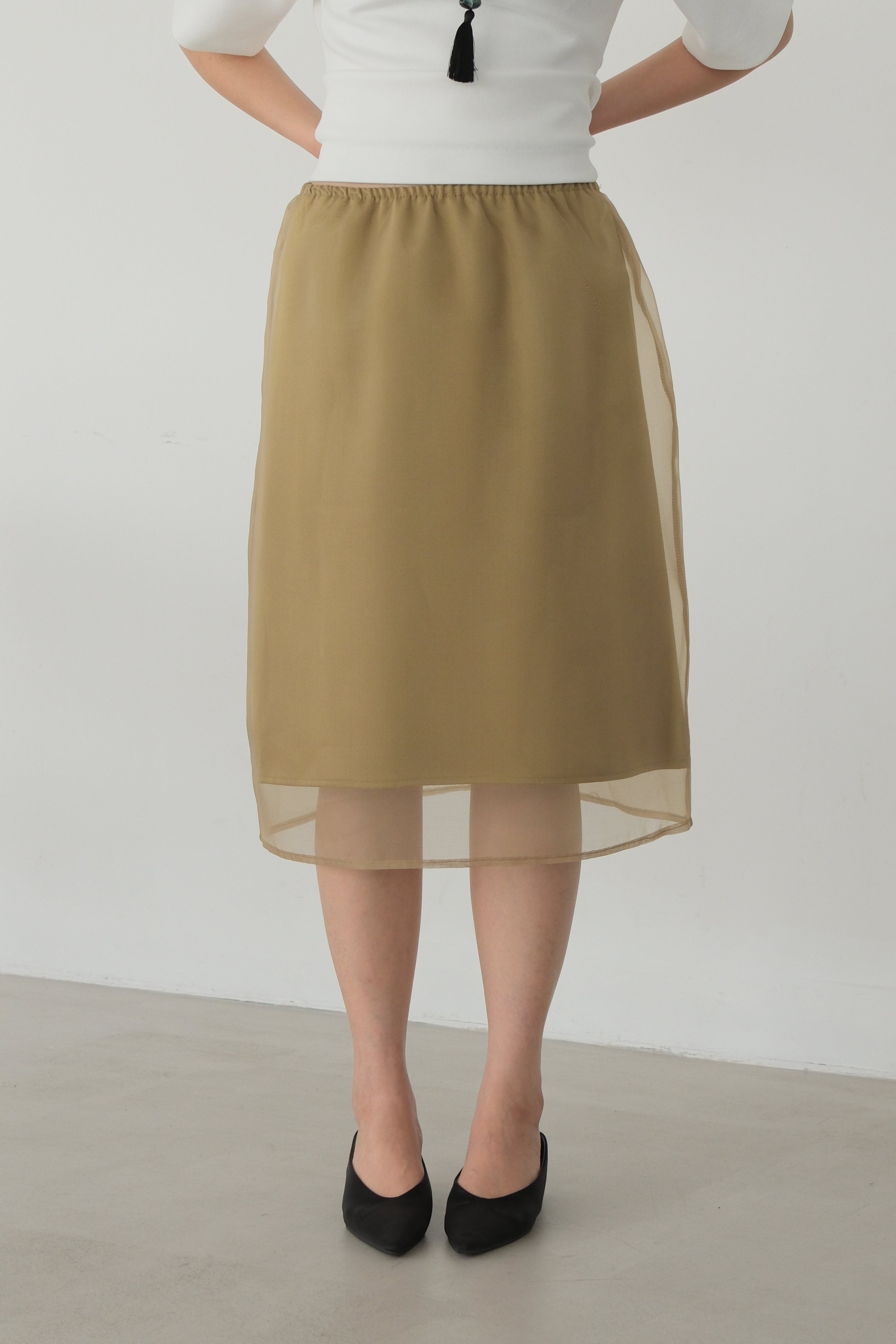Sheran Sheer midi skirt