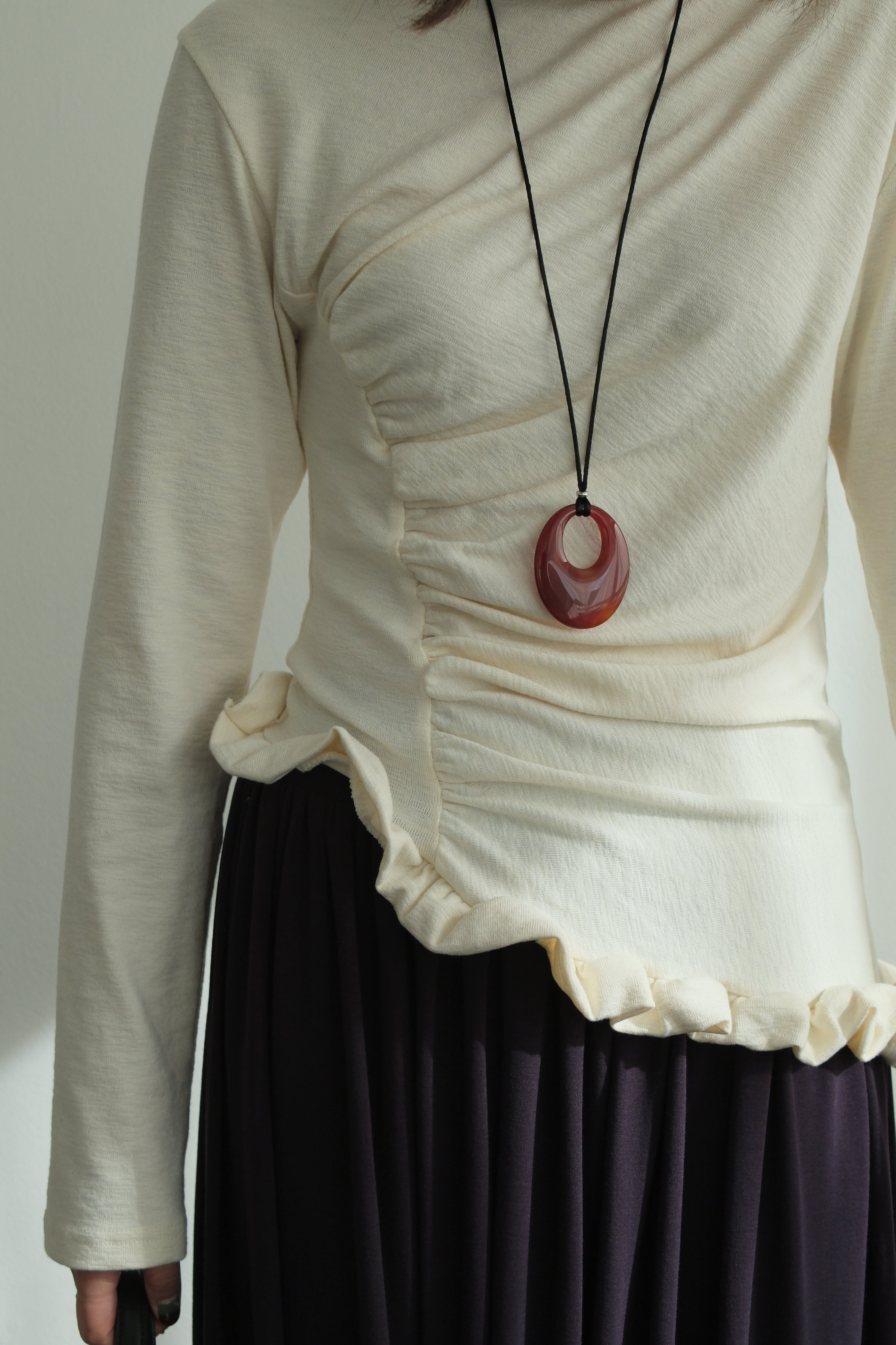 Ronny shirring unbalance tee