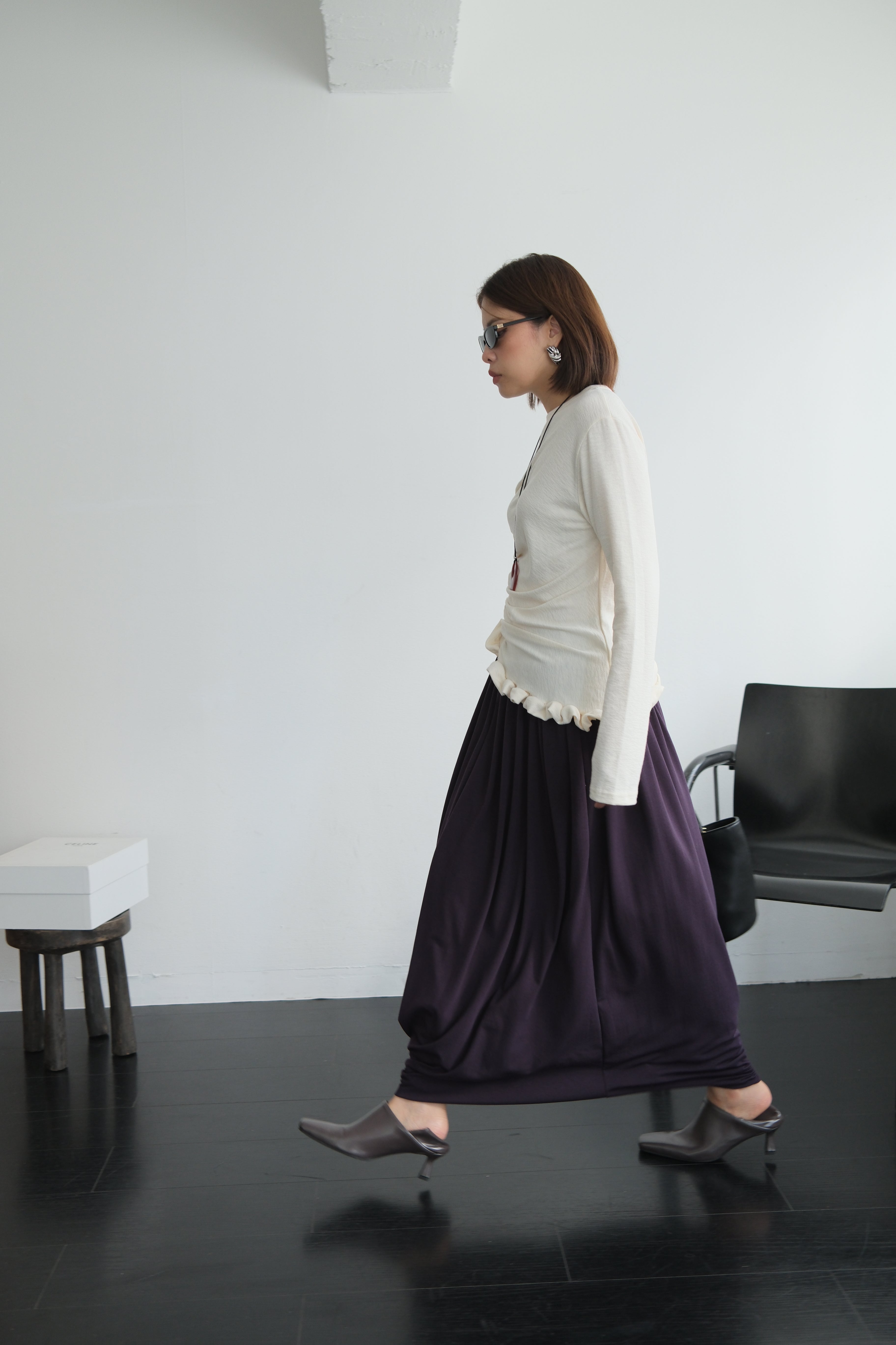 Tote draped maxi skirt