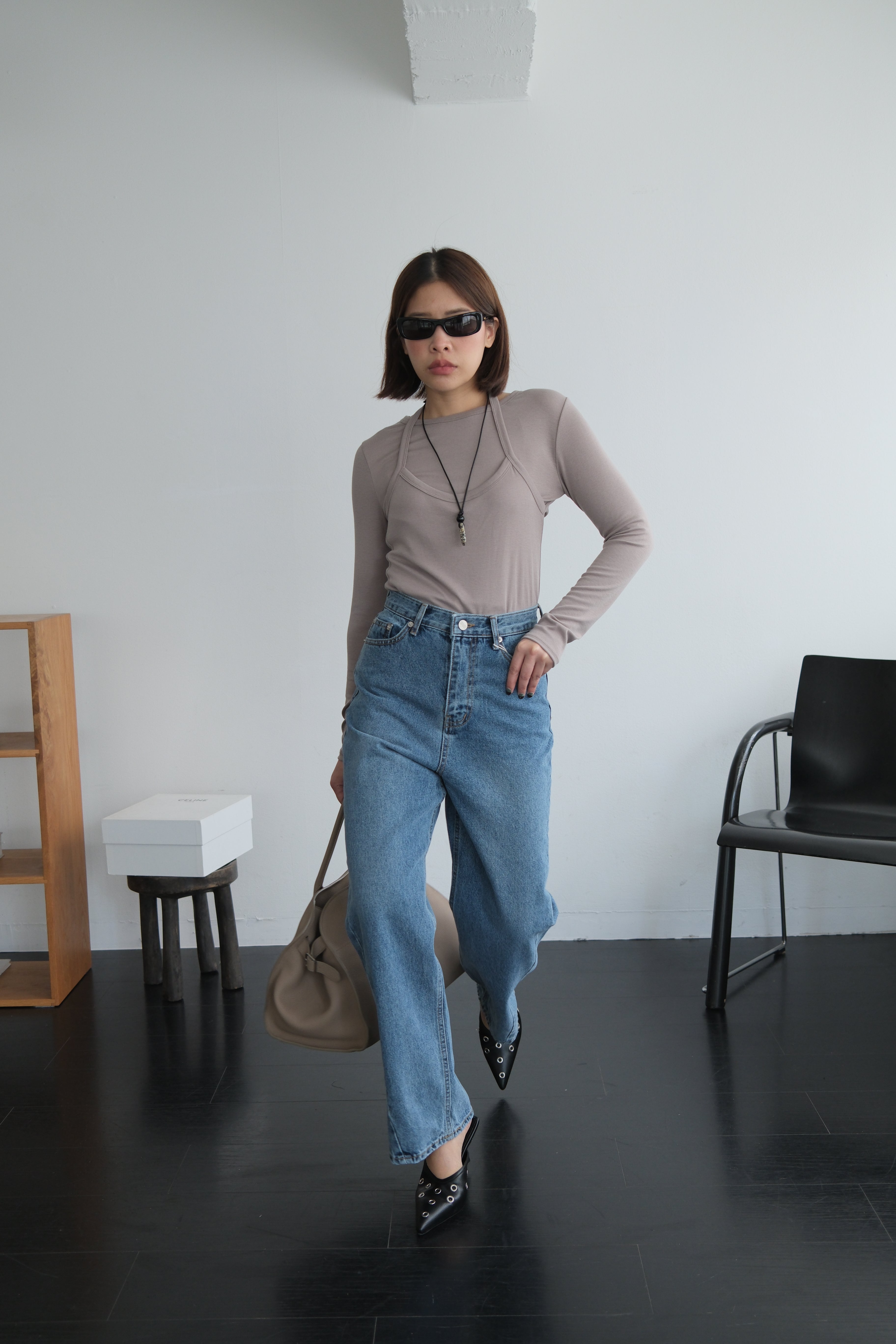 halter layered long-sleeve tee