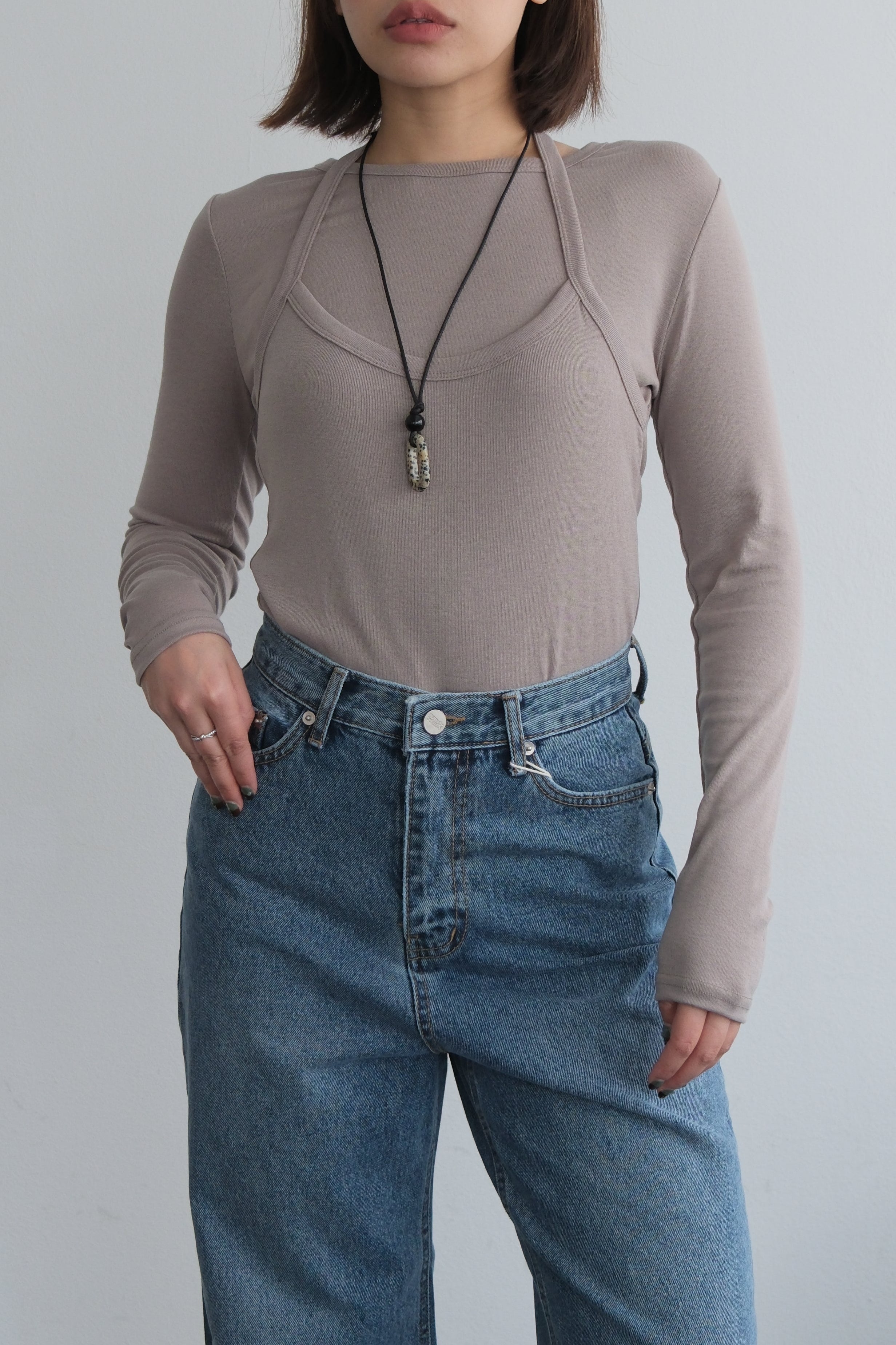 halter layered long-sleeve tee