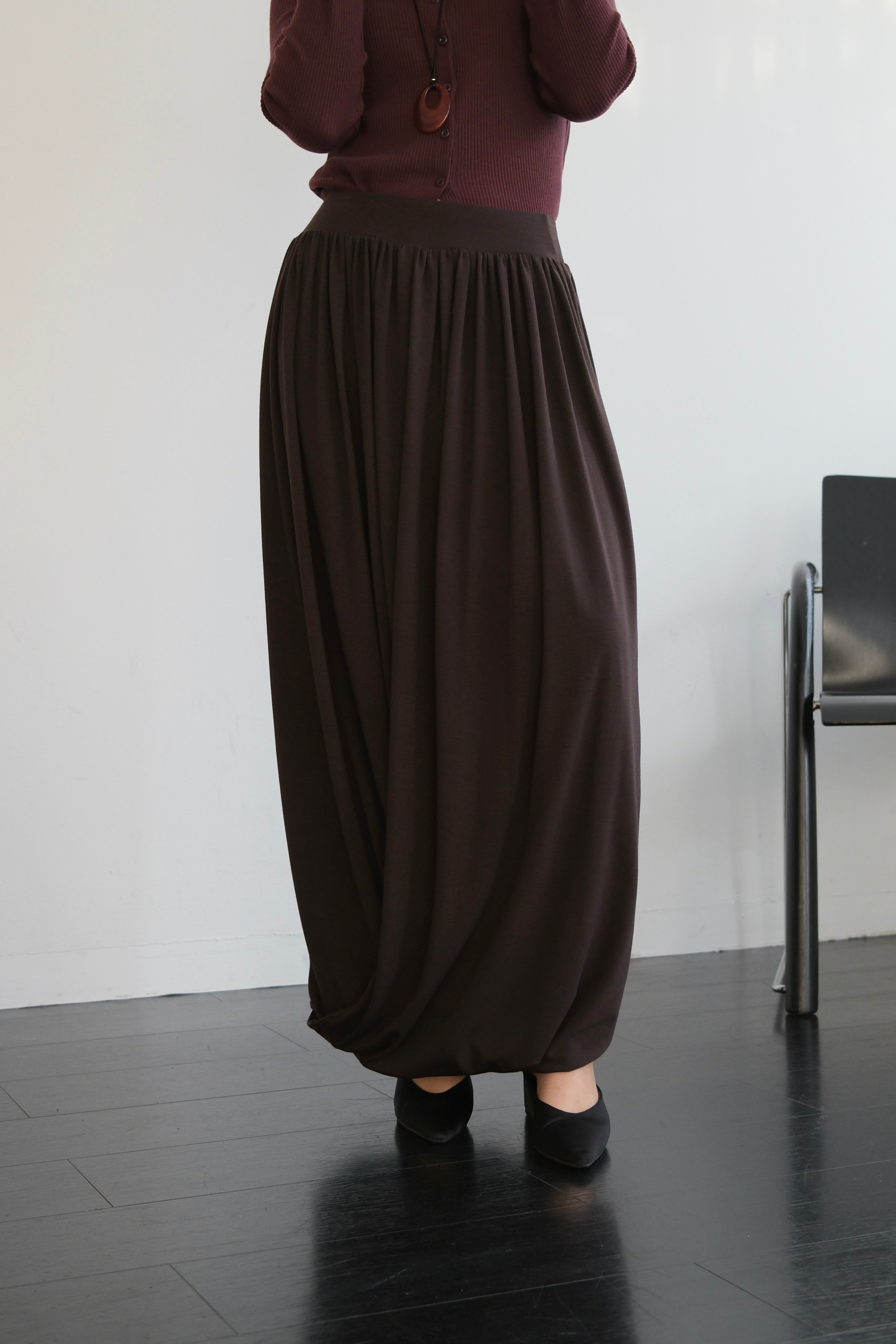 Tote draped maxi skirt
