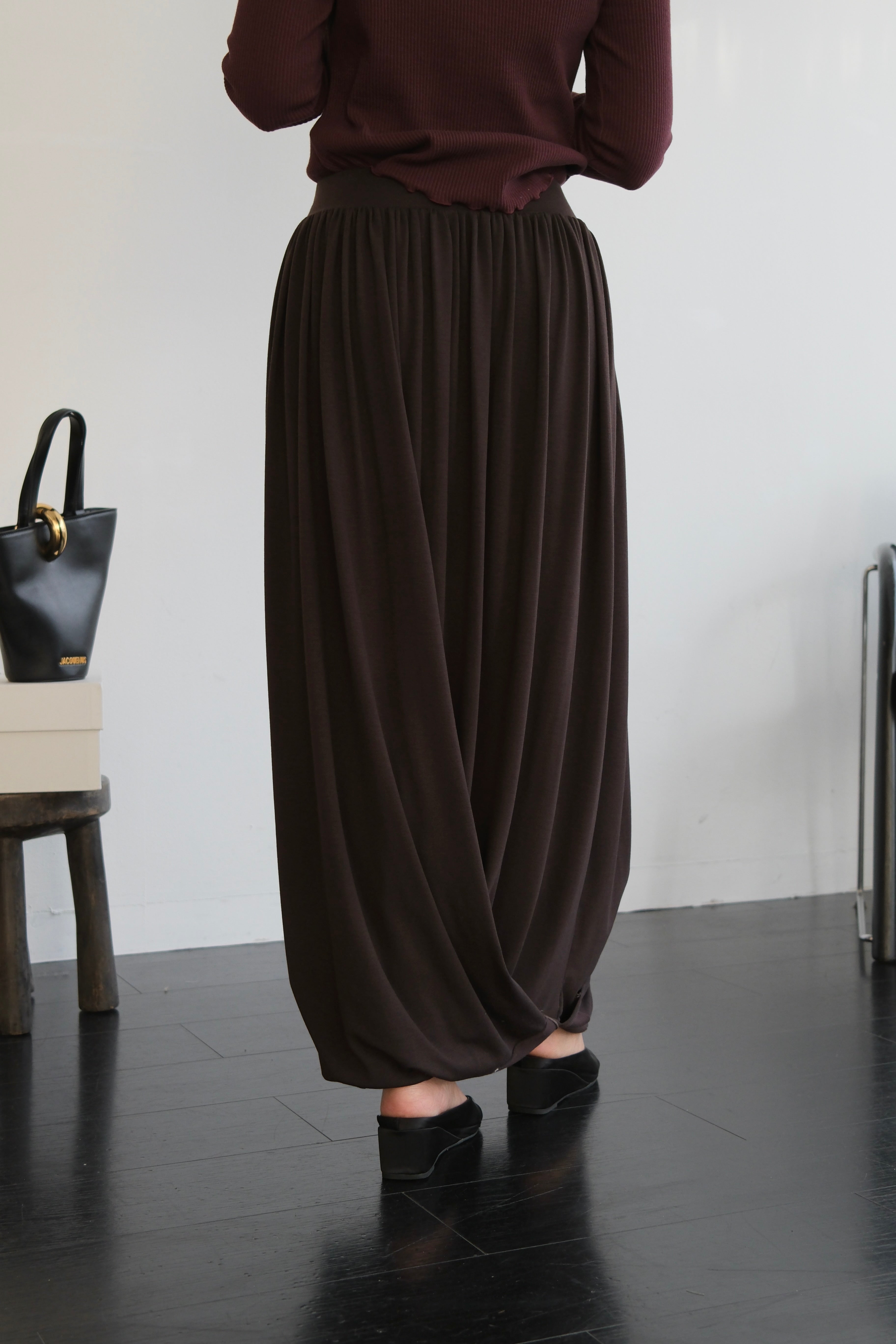 Tote draped maxi skirt