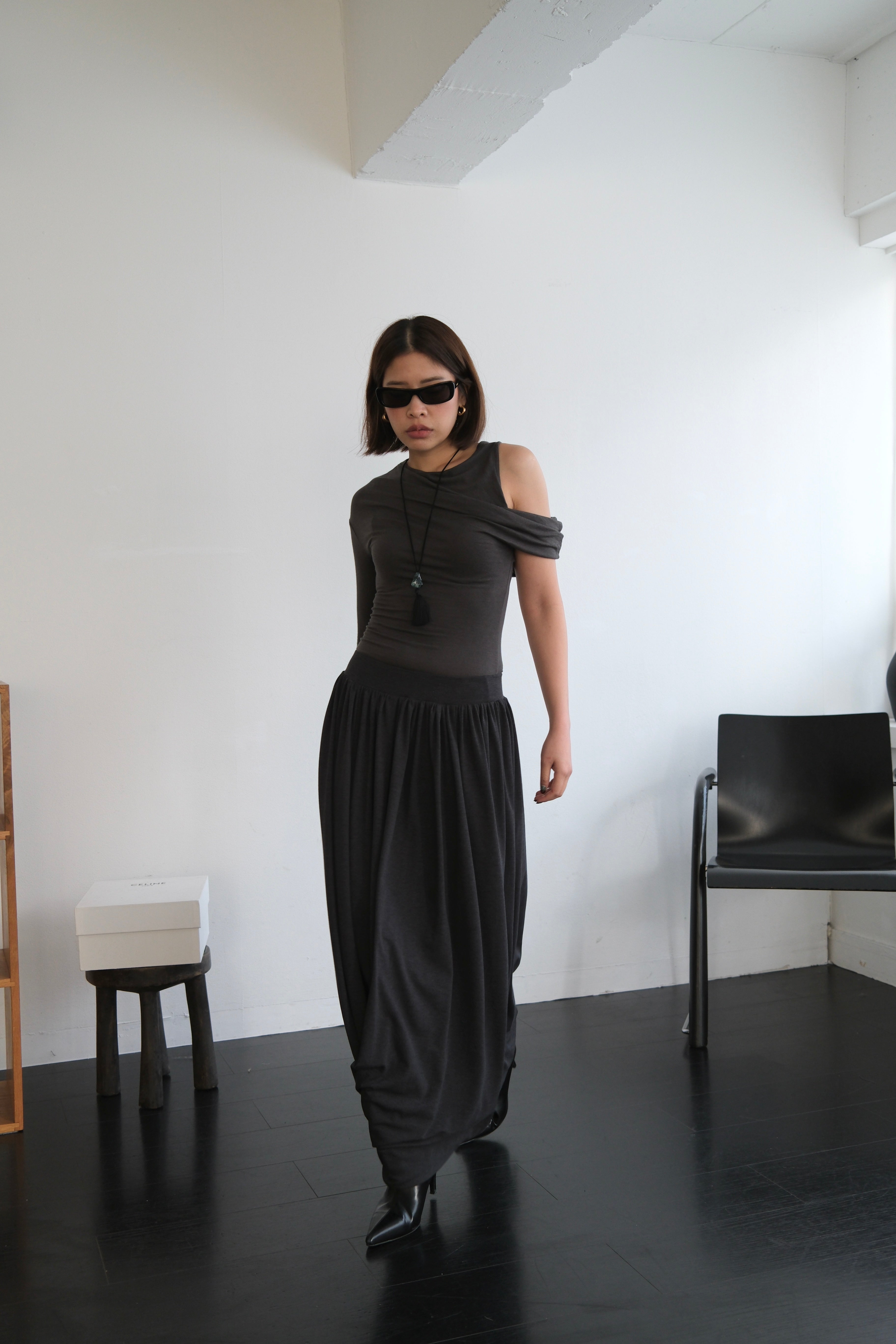 Callie asymmetry sleeve soft tee