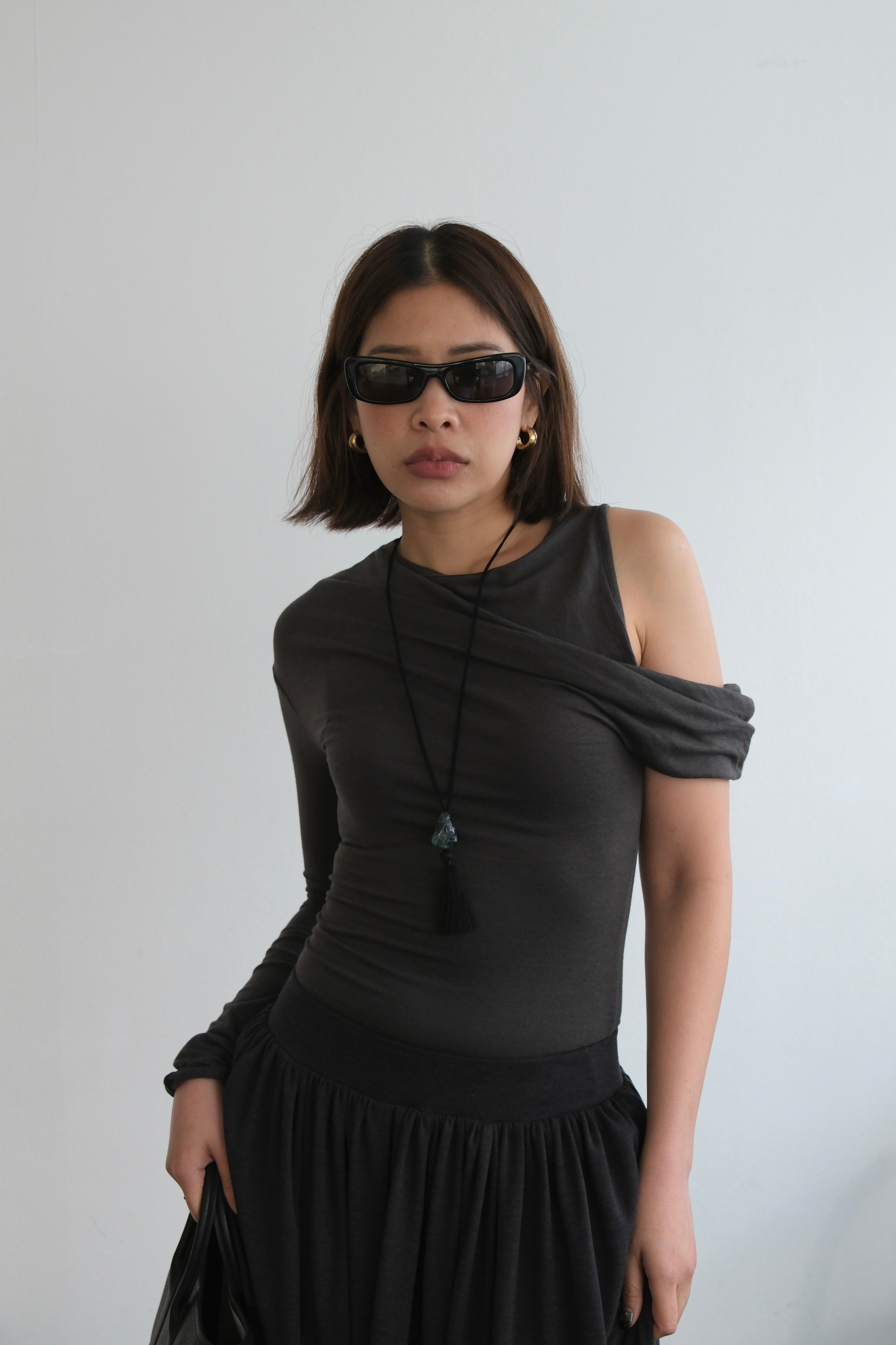 Callie asymmetry sleeve soft tee