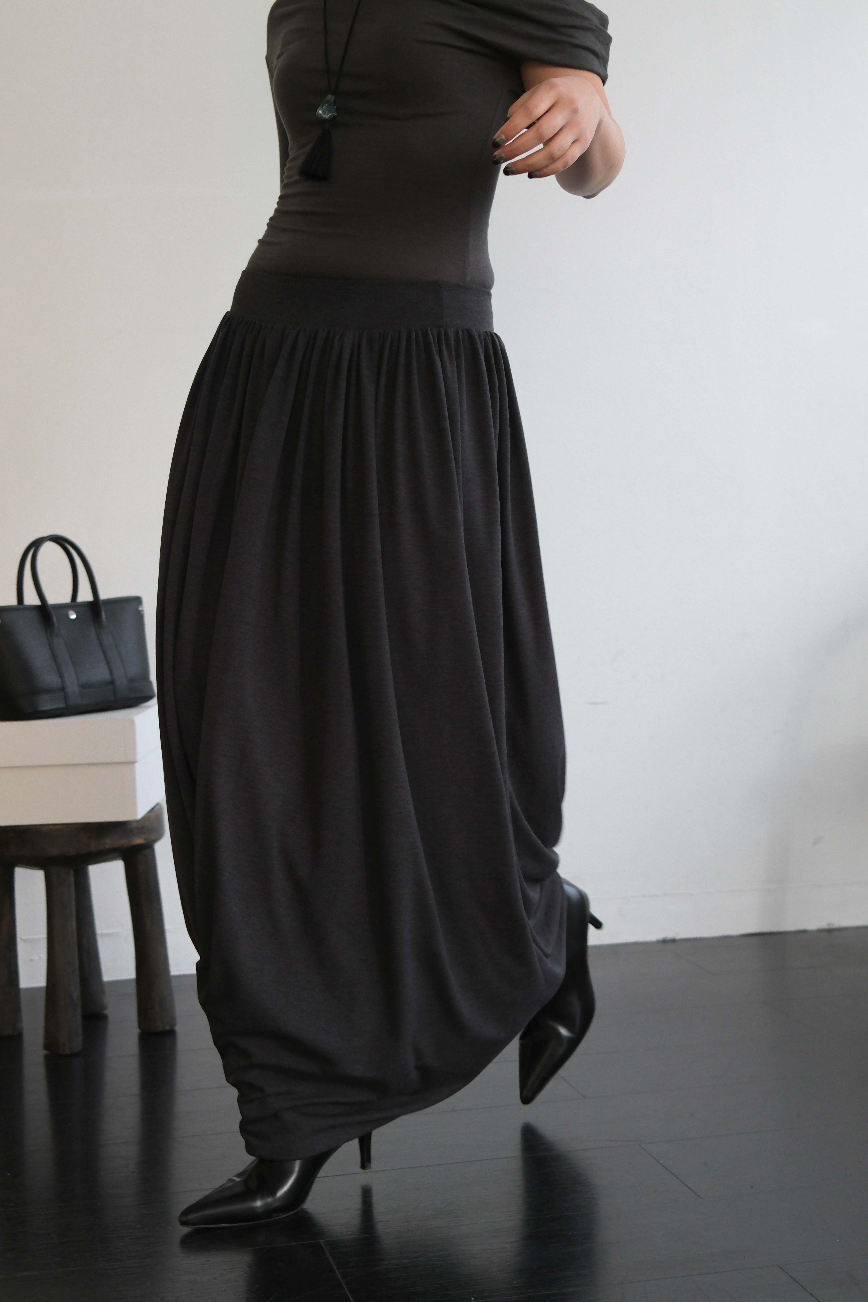 Tote draped maxi skirt