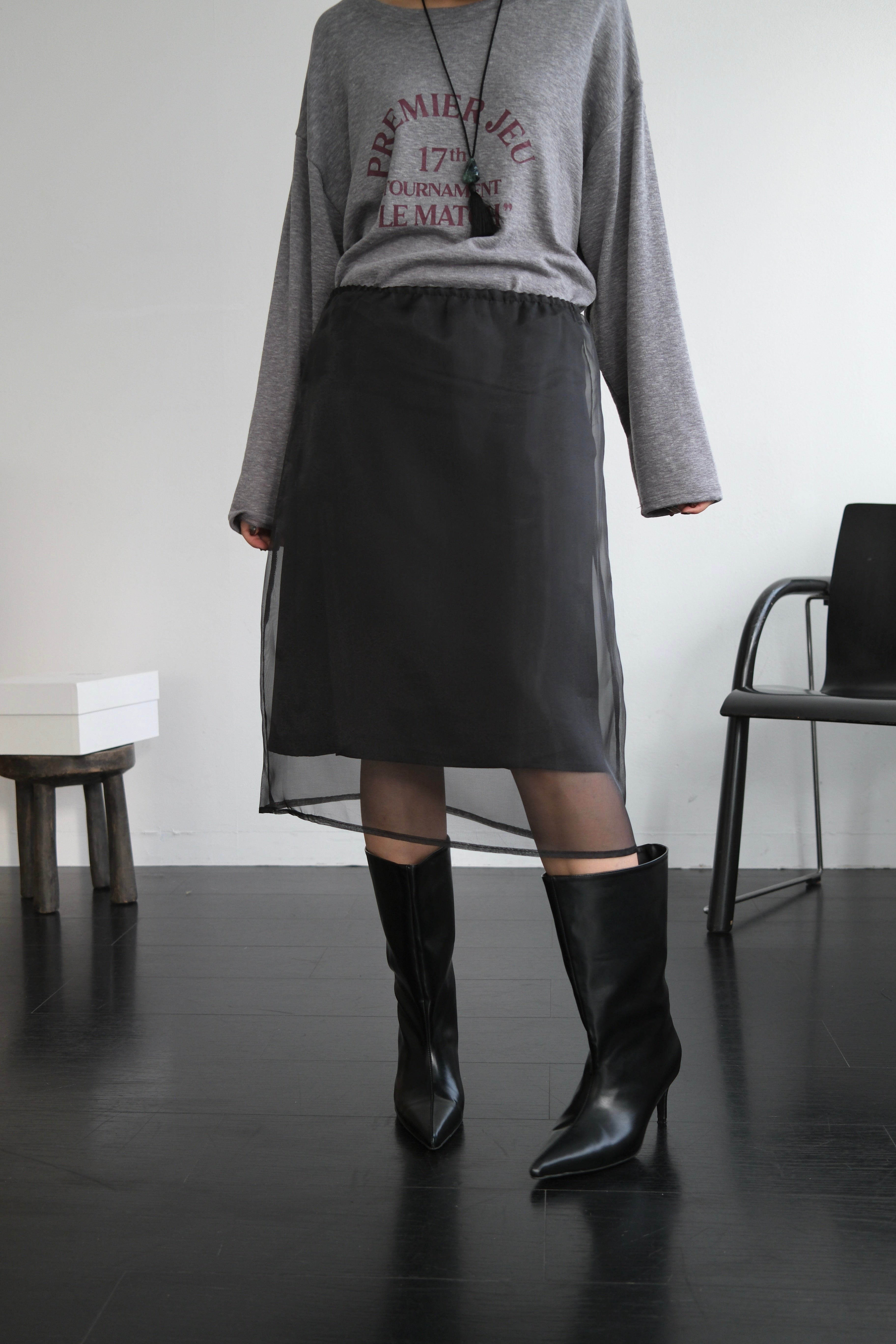 Sheran Sheer midi skirt