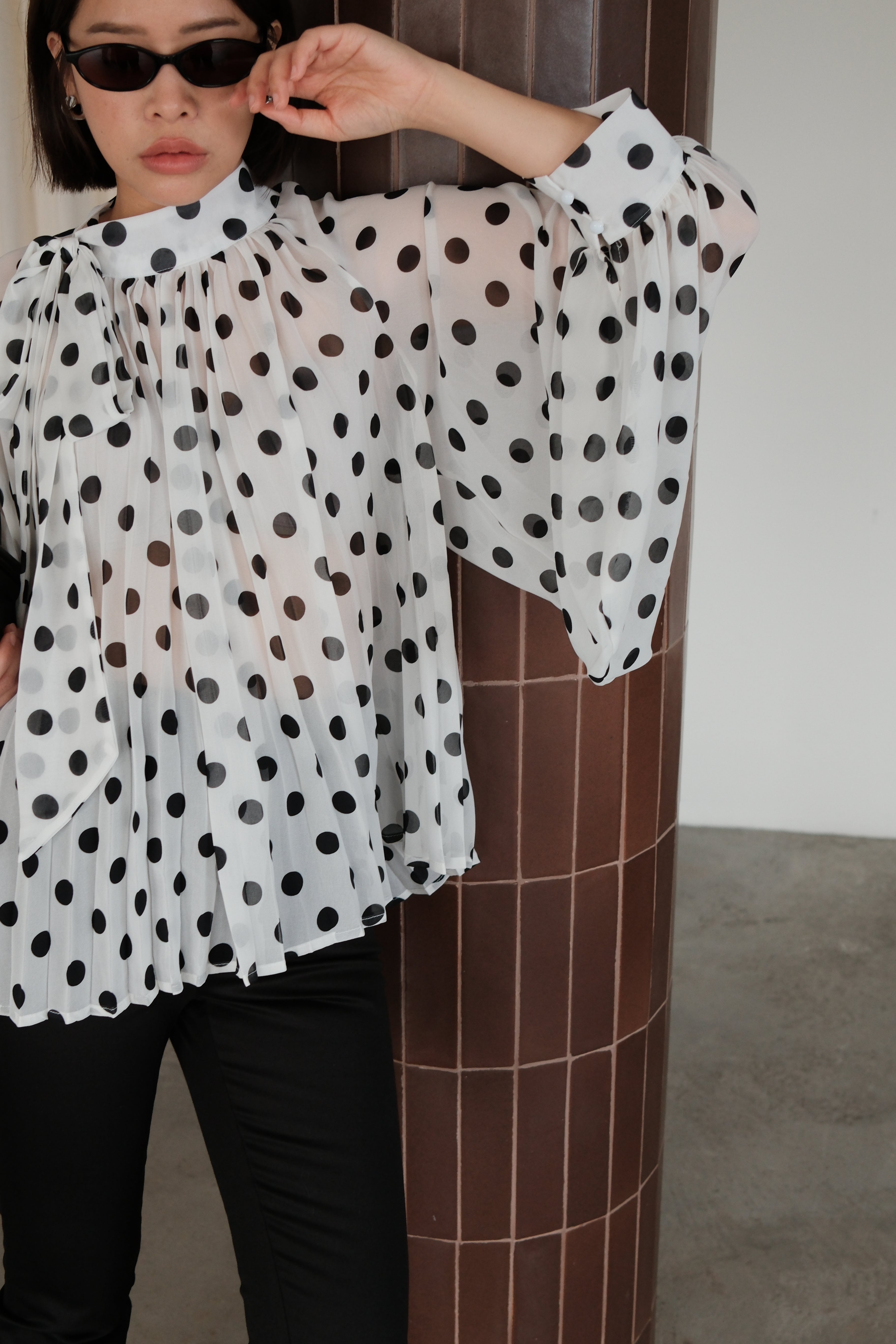 Dottie balloon sleeve sheer blouse
