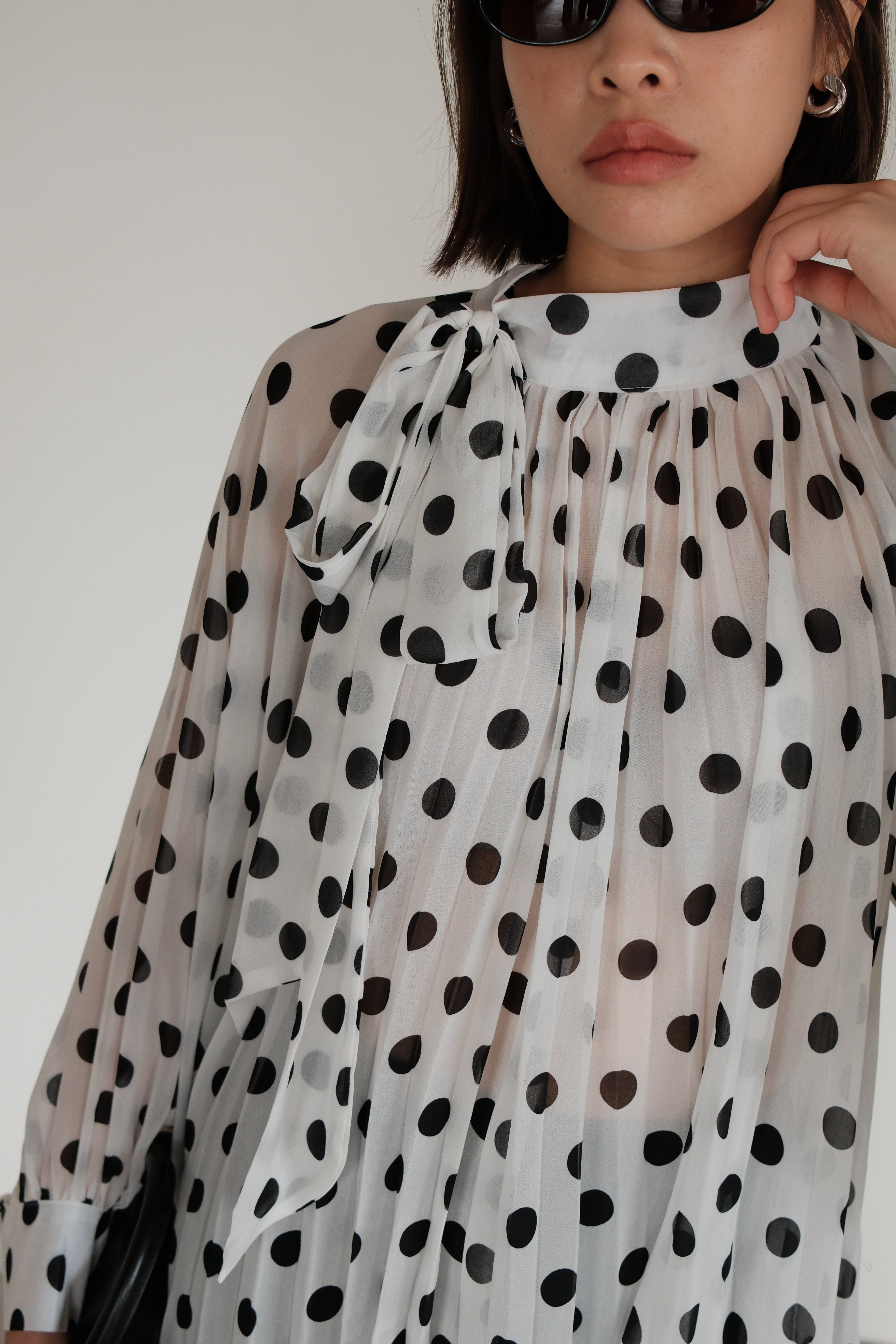 Dottie balloon sleeve sheer blouse