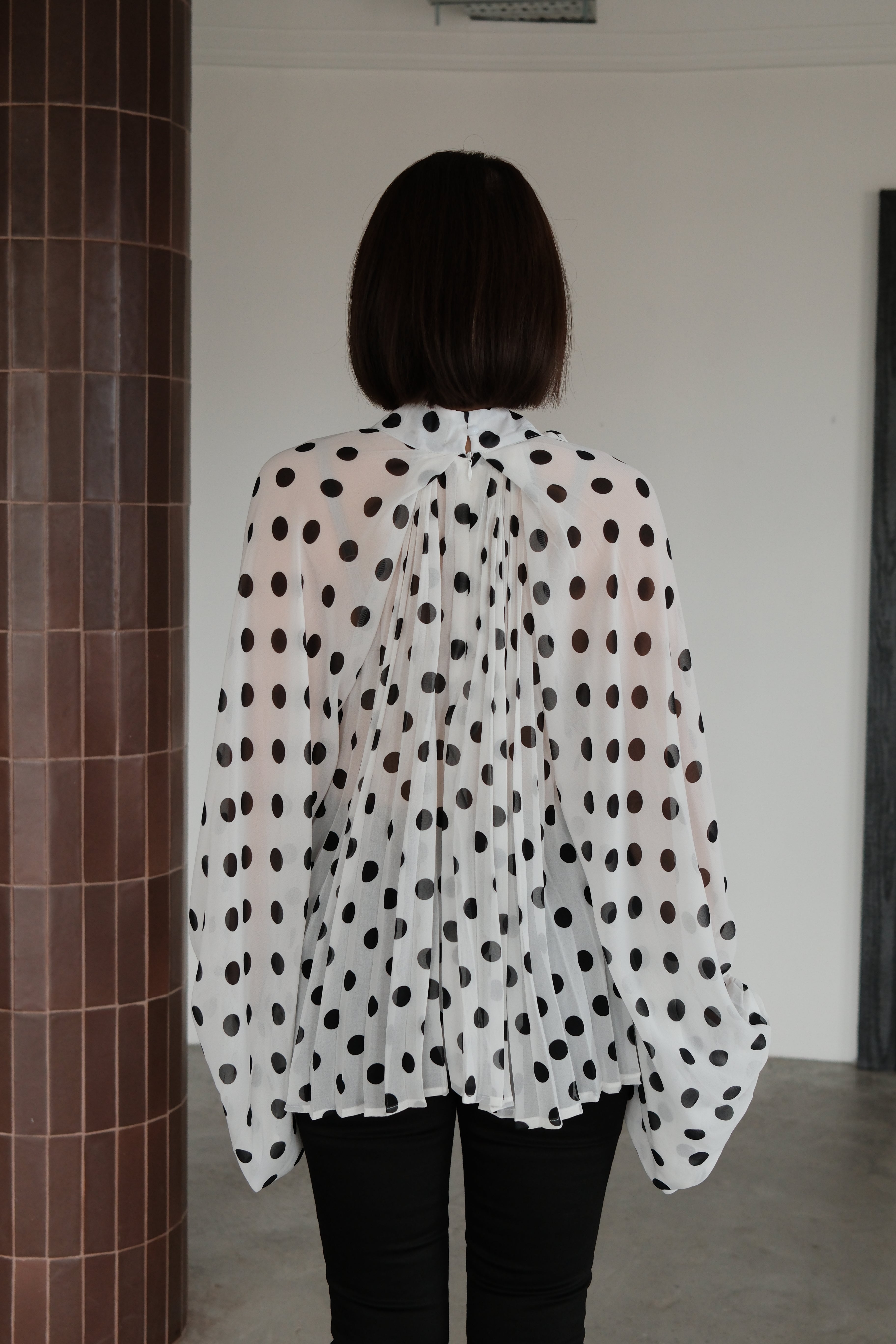 Dottie balloon sleeve sheer blouse