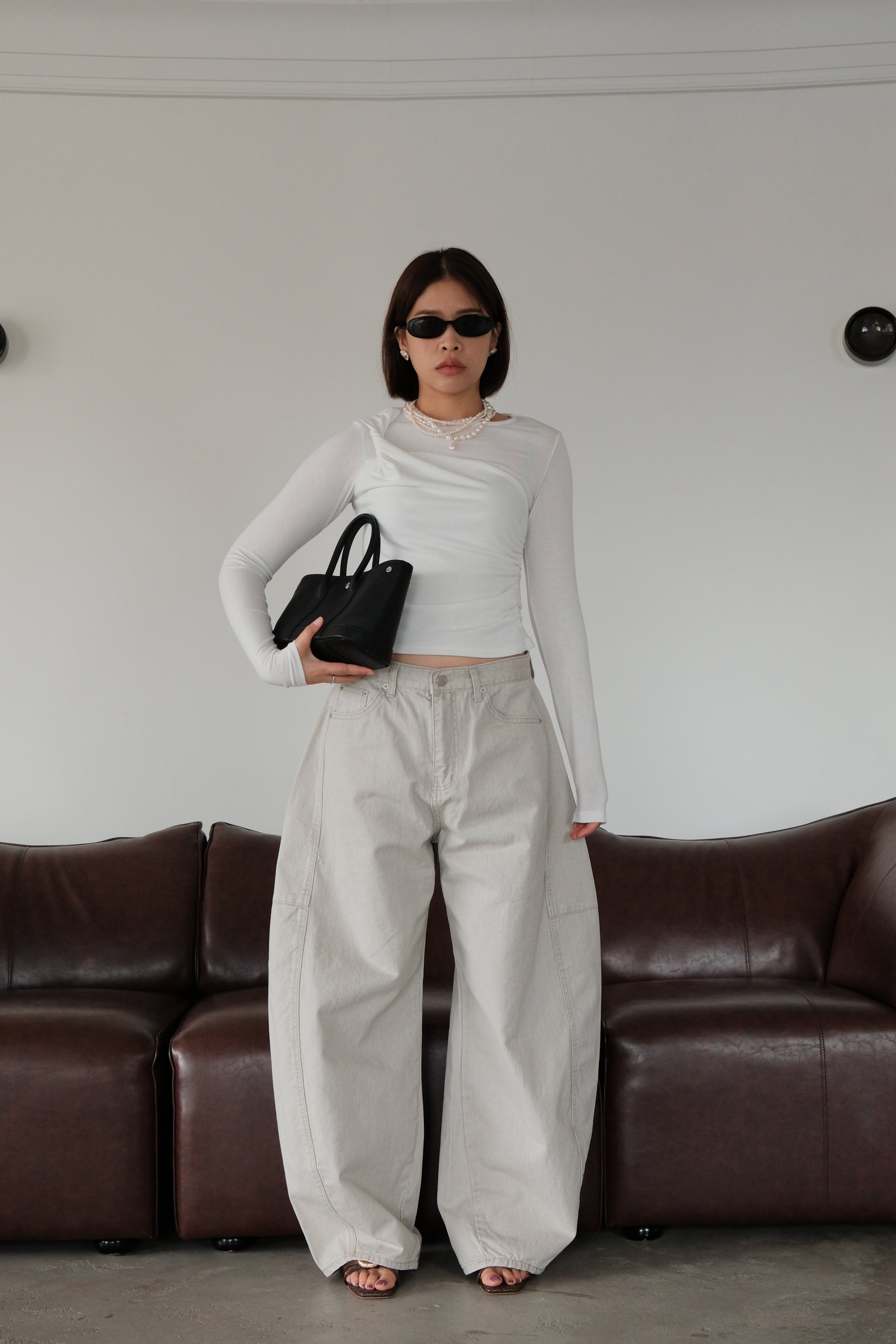 Twist open back long-sleeve crop tee