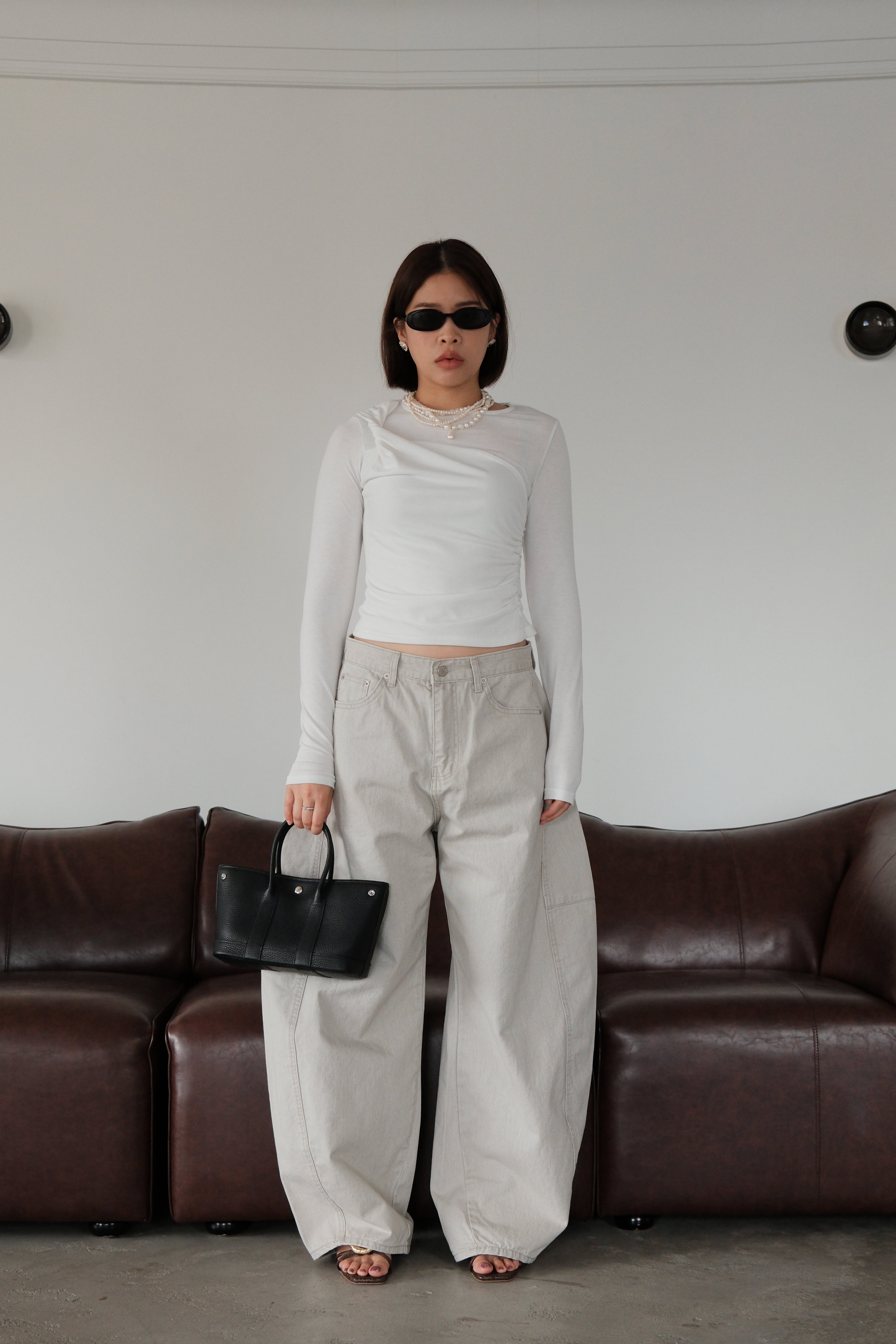 Twist open back long-sleeve crop tee