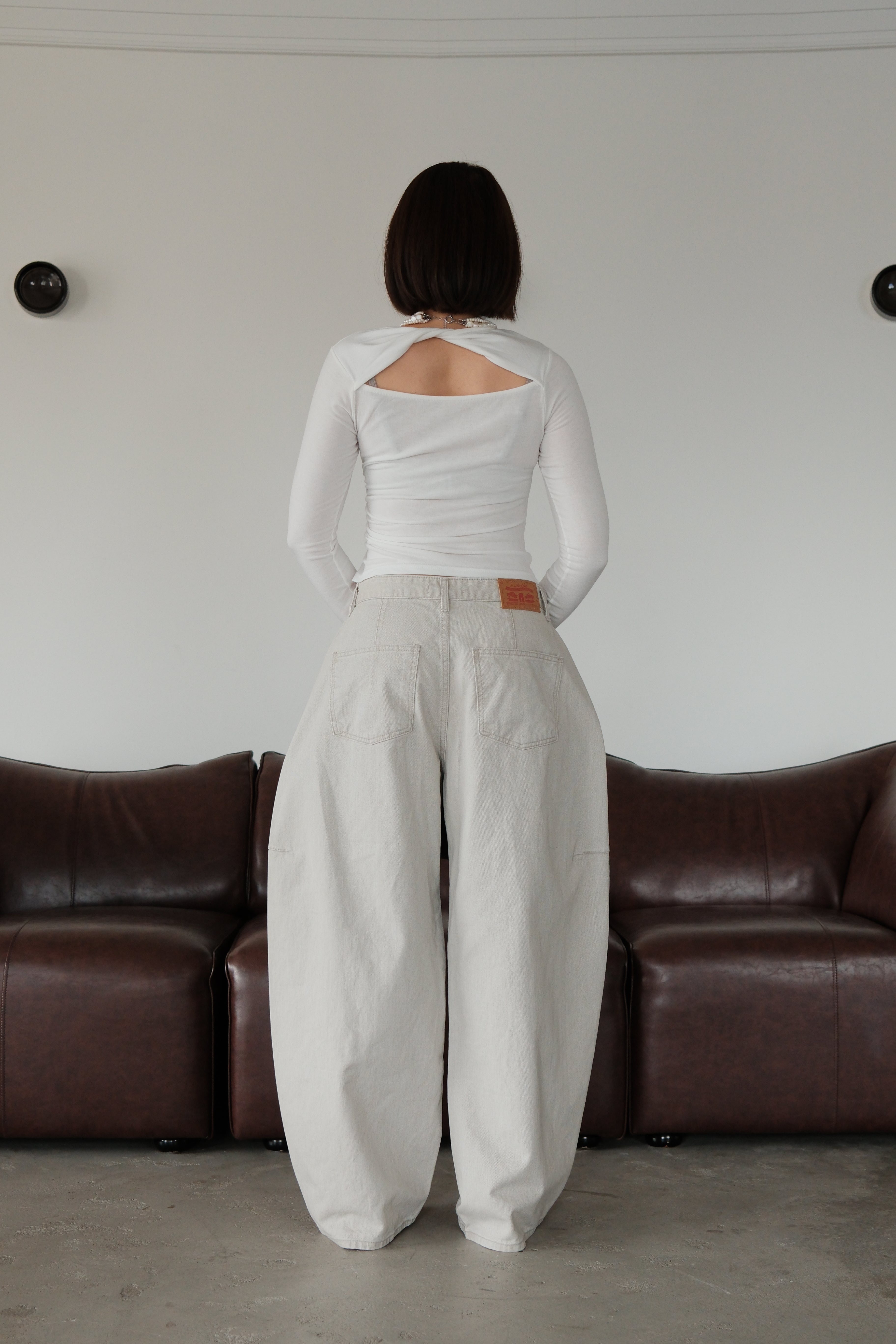 Twist open back long-sleeve crop tee
