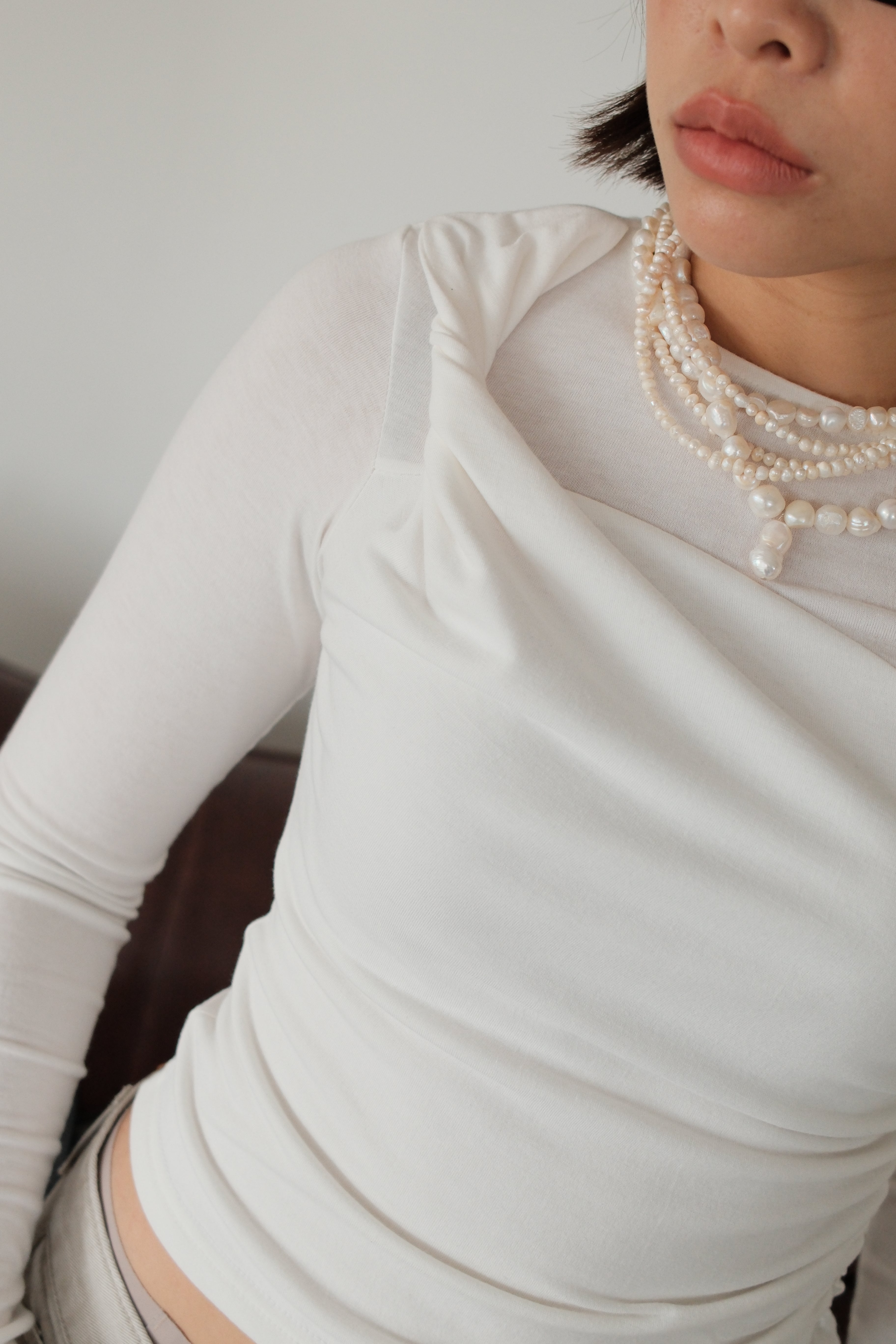 Twist open back long-sleeve crop tee