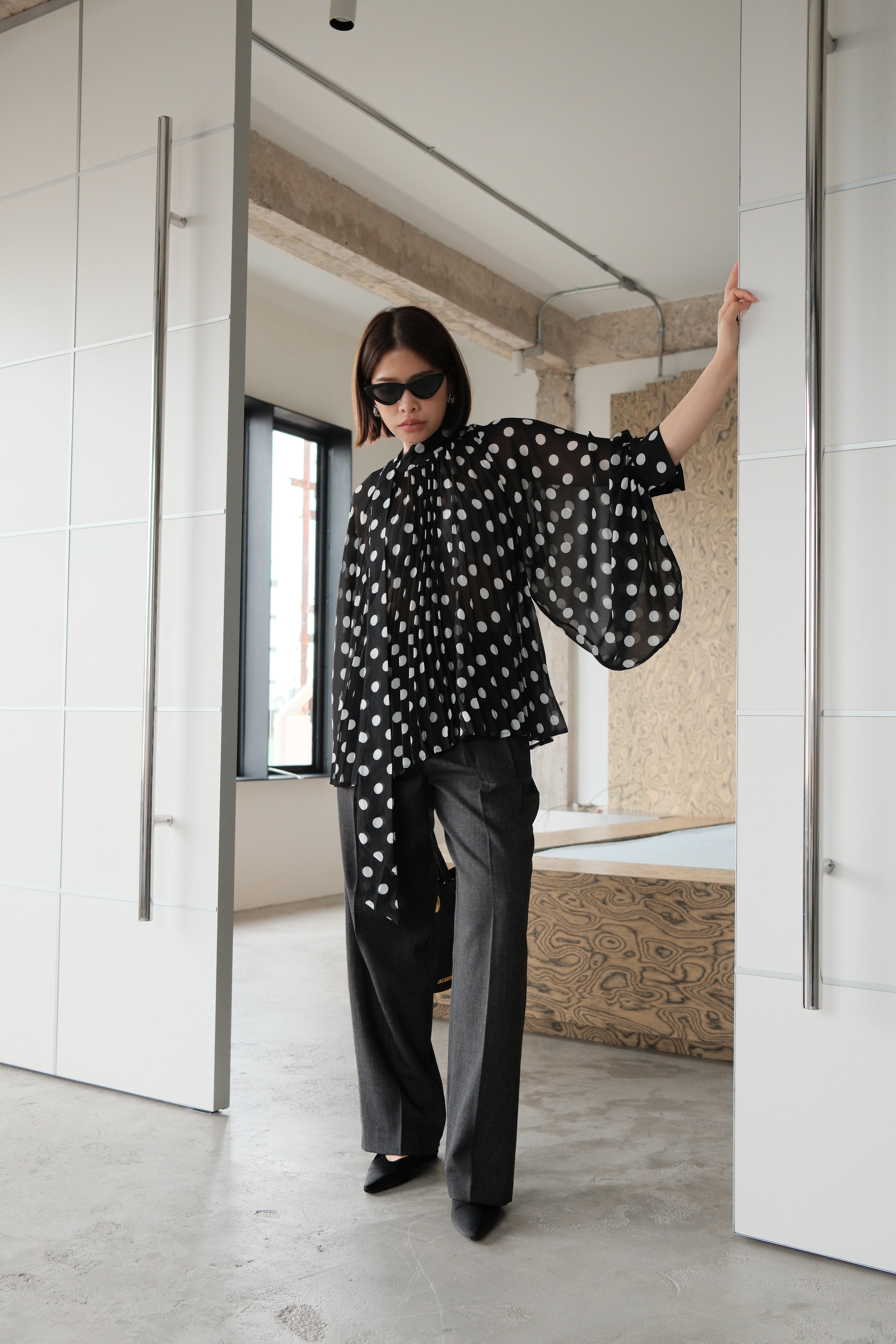 Dottie balloon sleeve sheer blouse