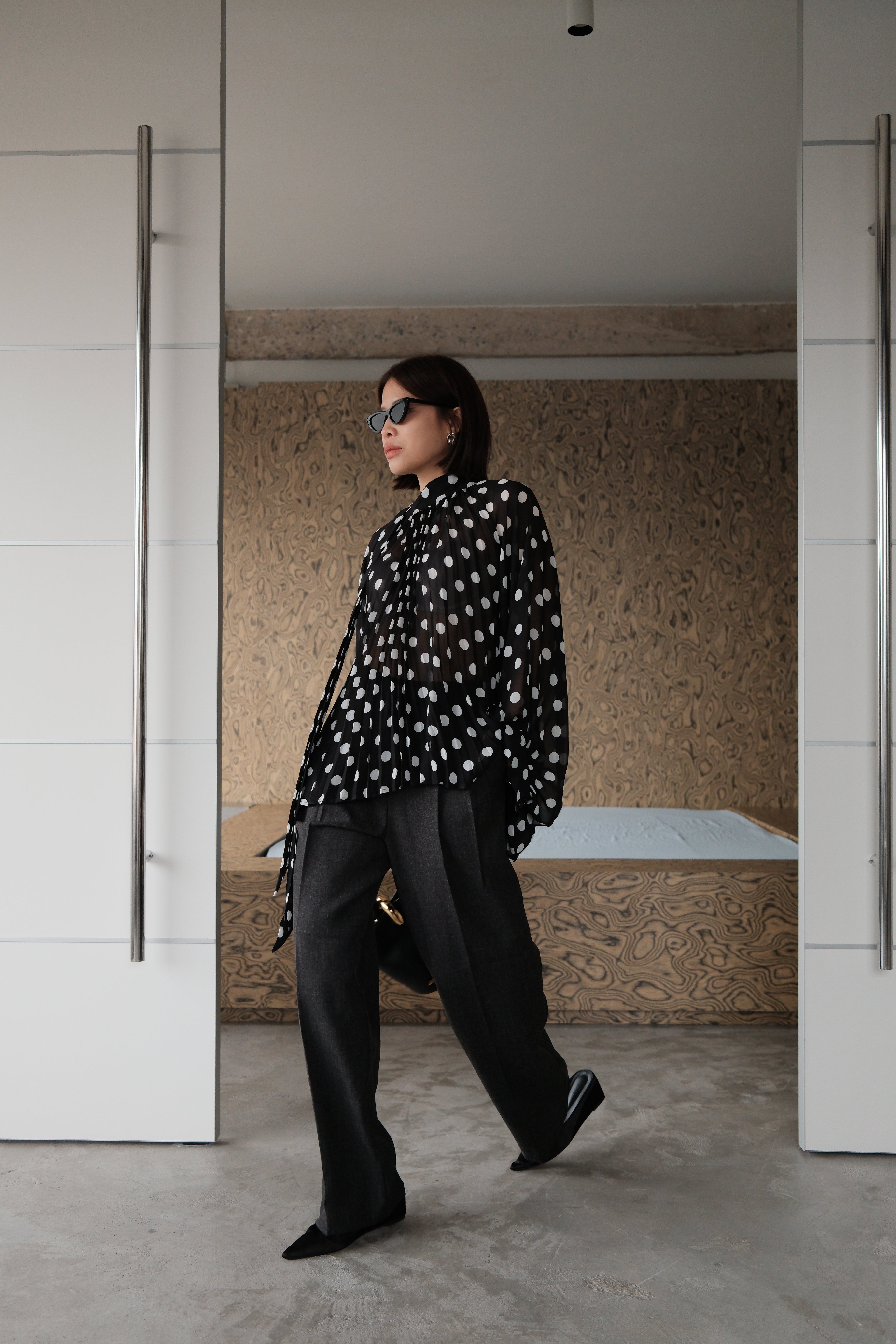 Dottie balloon sleeve sheer blouse