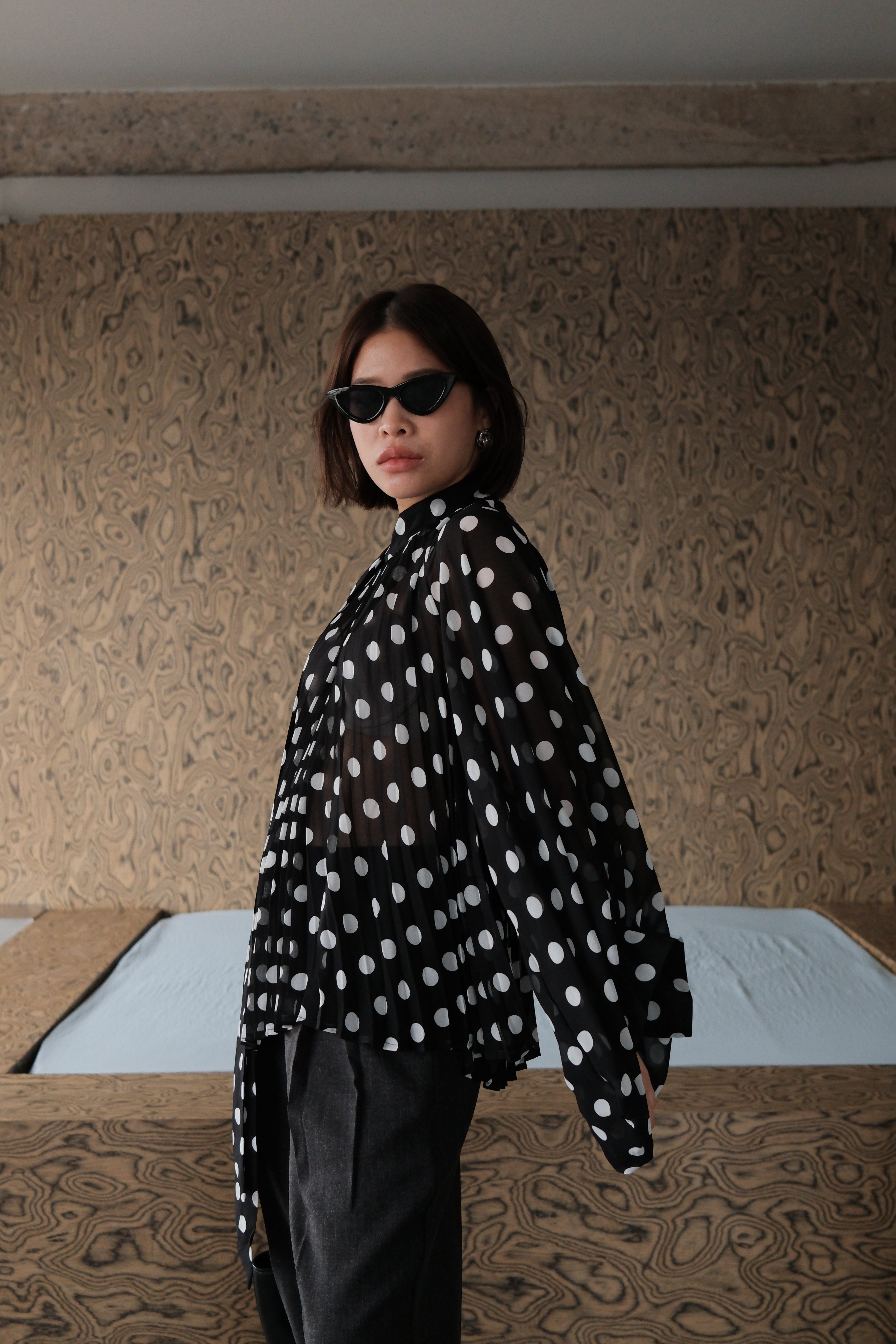 Dottie balloon sleeve sheer blouse