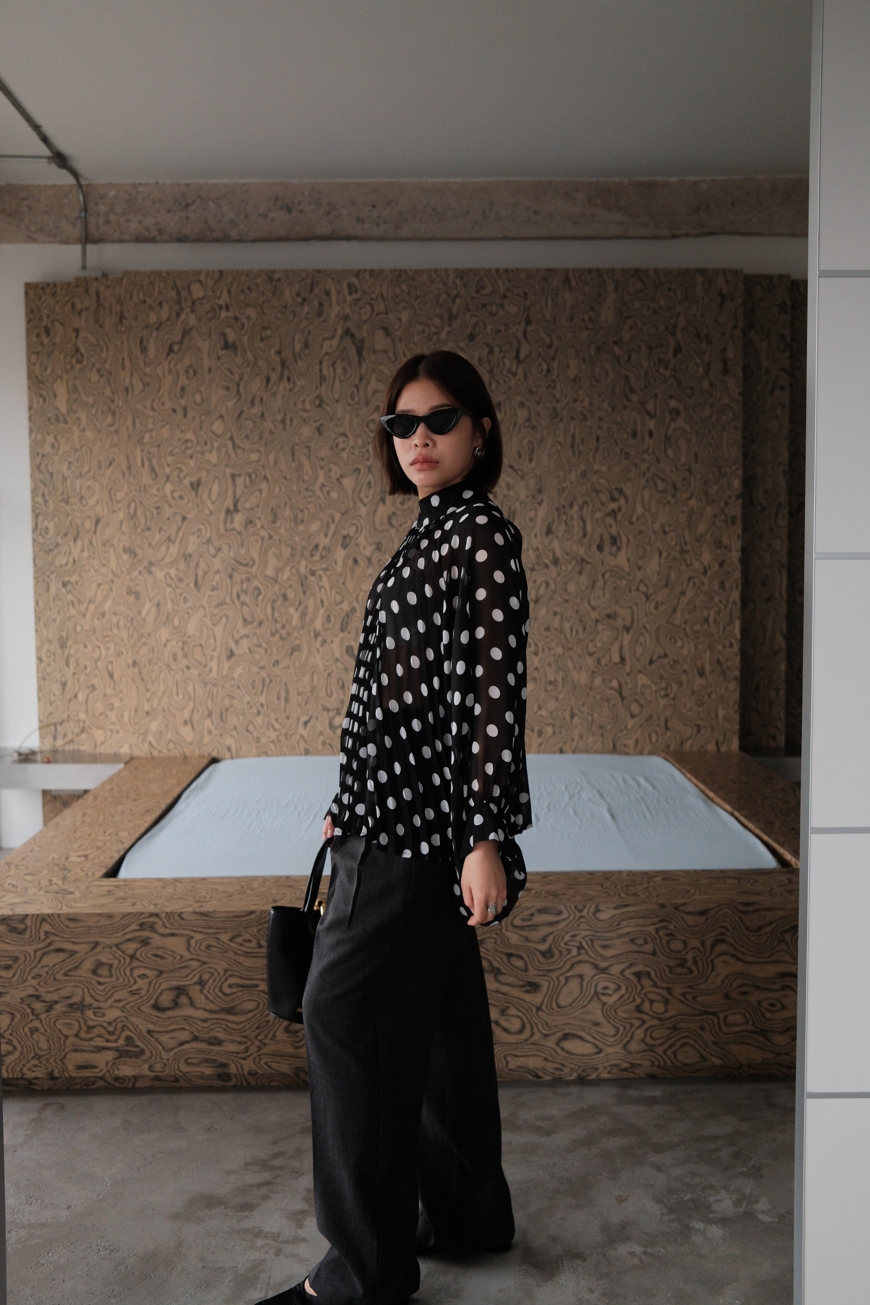 Dottie balloon sleeve sheer blouse