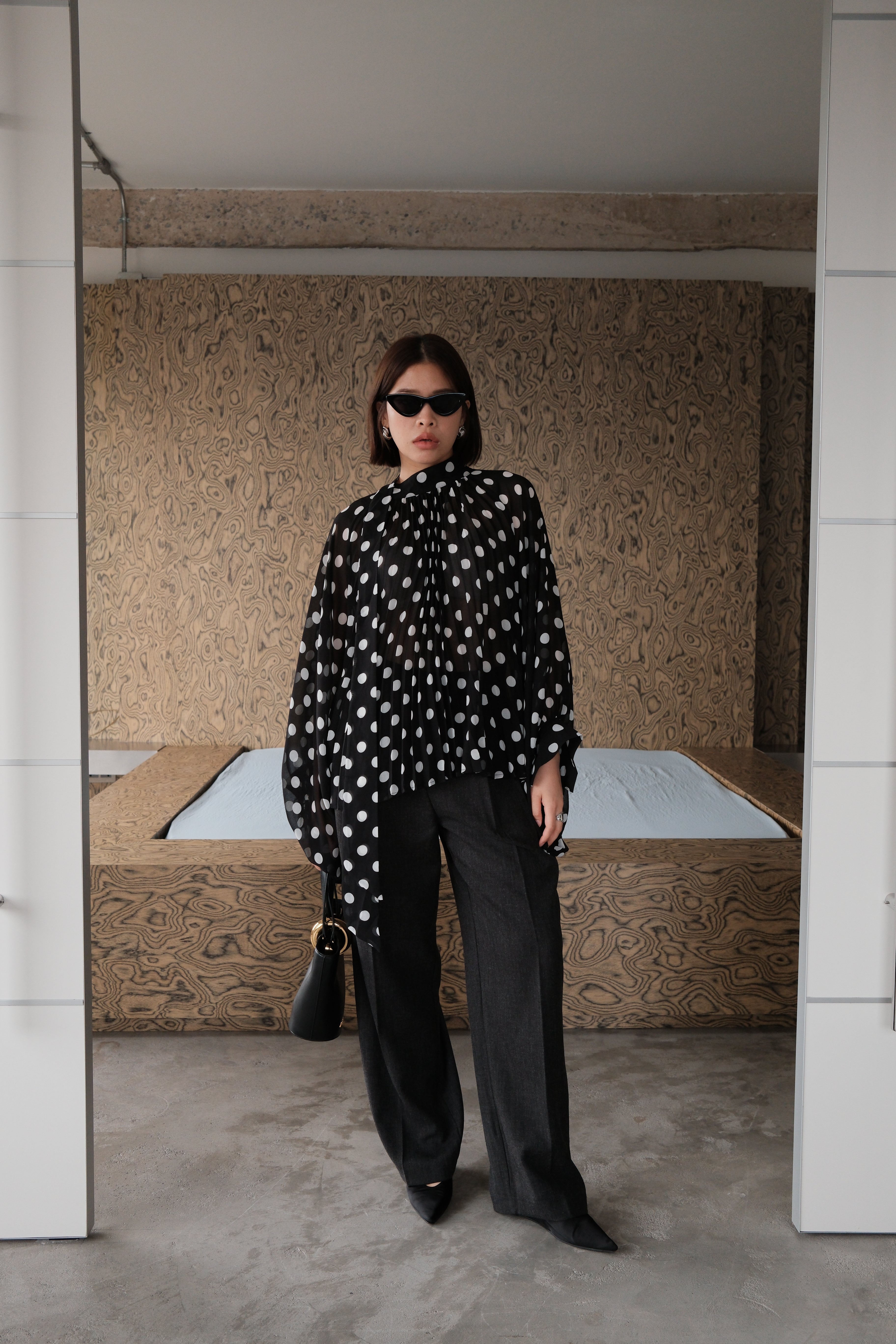 Dottie balloon sleeve sheer blouse