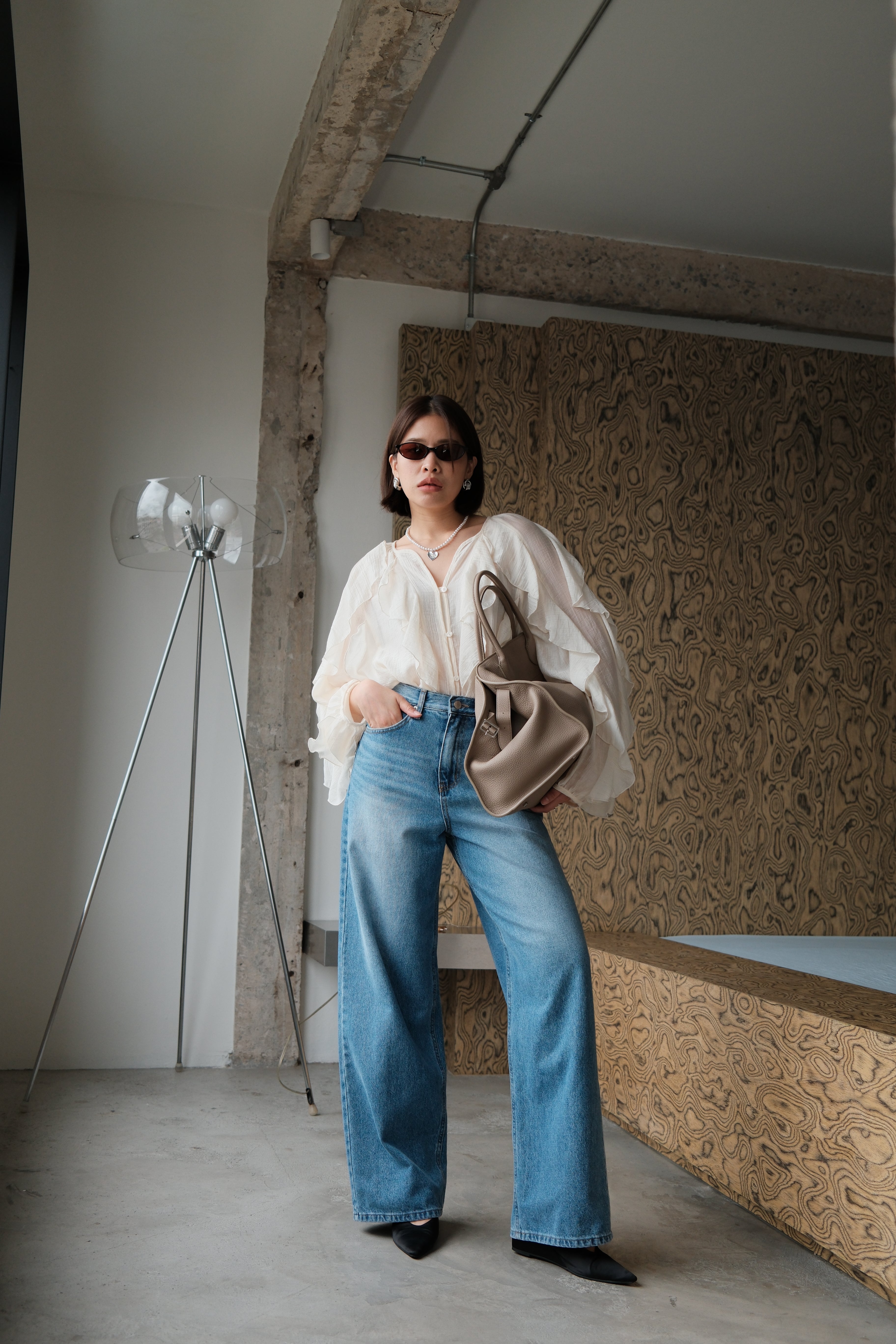 Nevis back pocket high-rise straight jeans