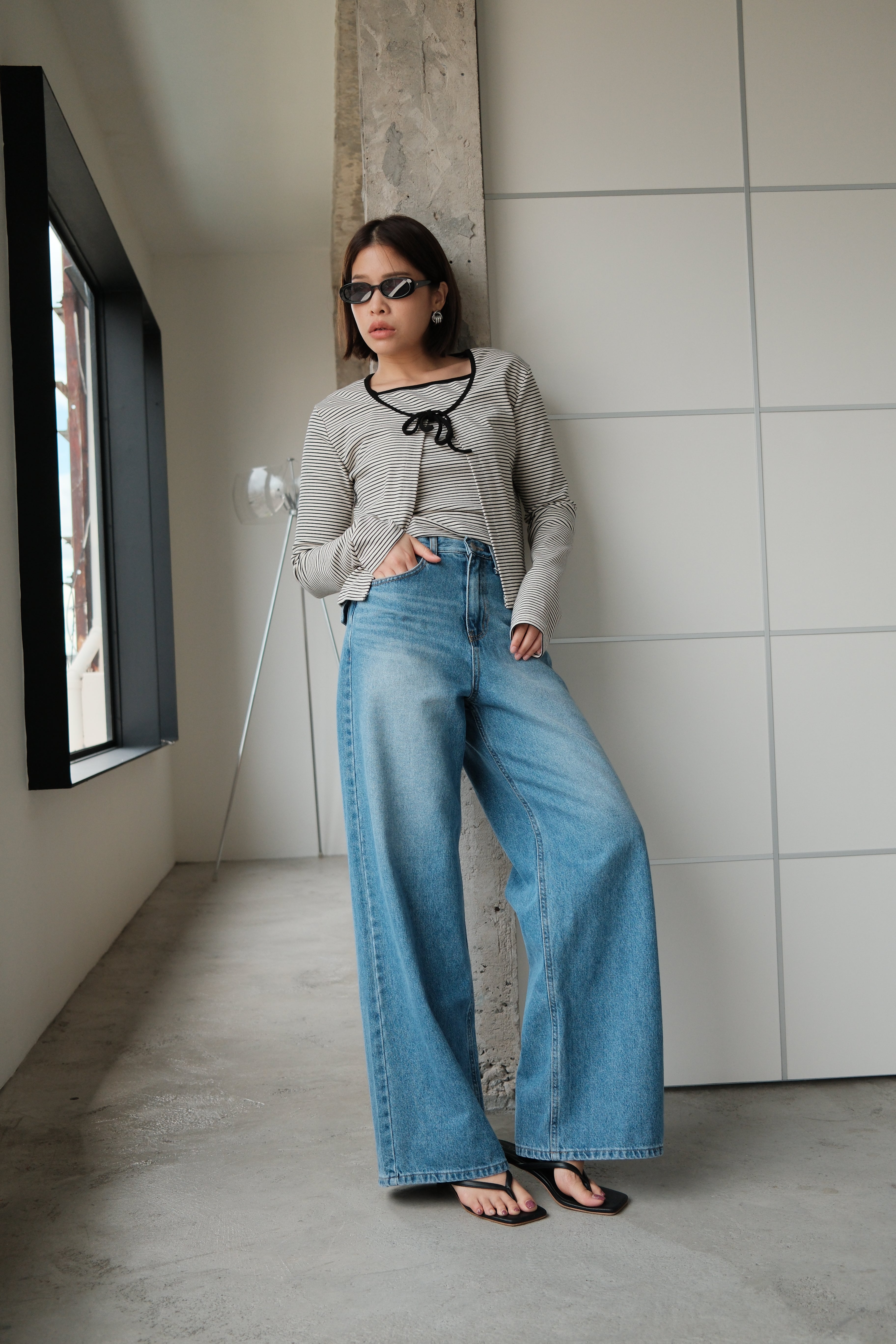 Nevis back pocket high-rise straight jeans