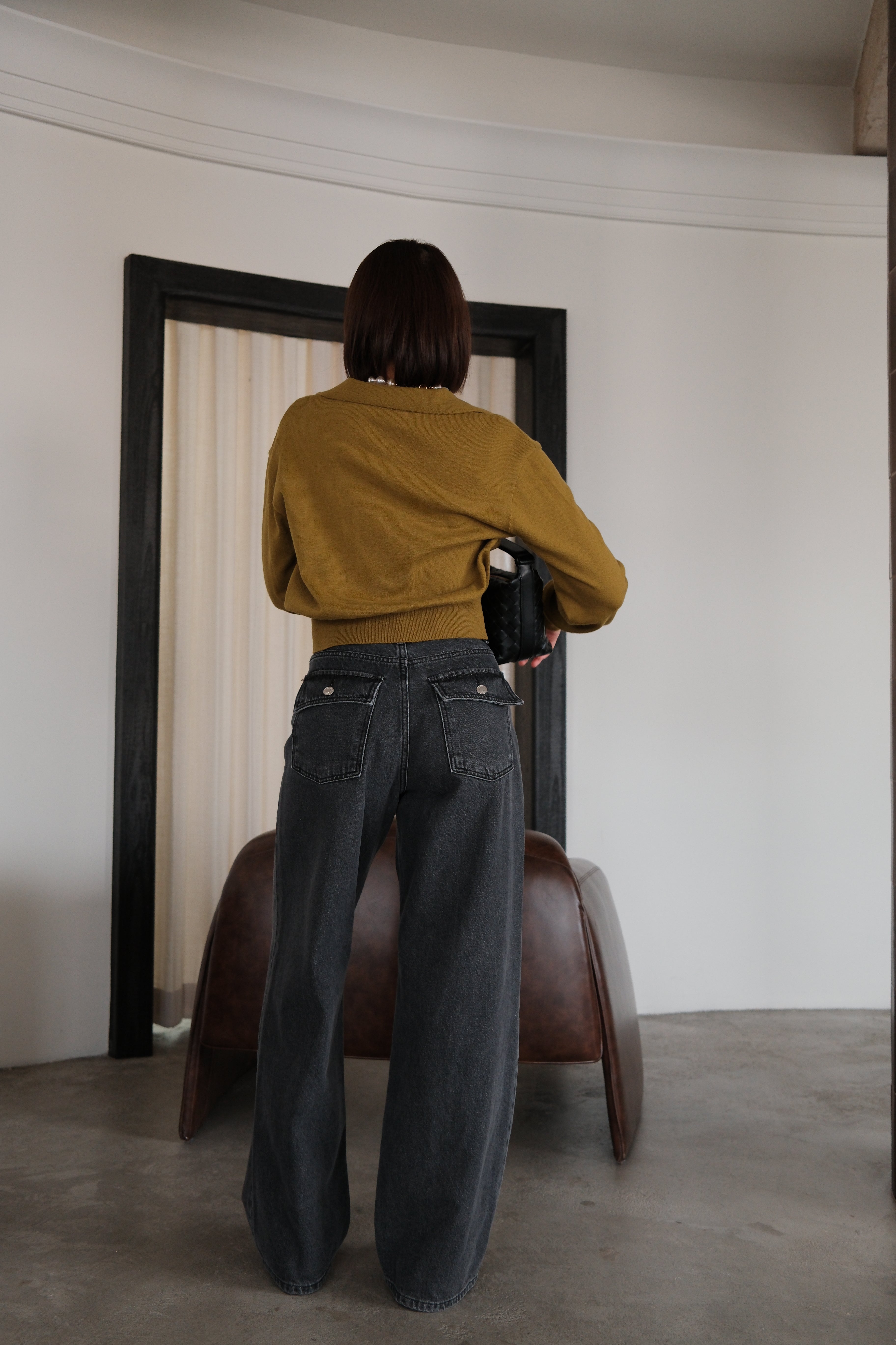 Nevis back pocket high-rise straight jeans