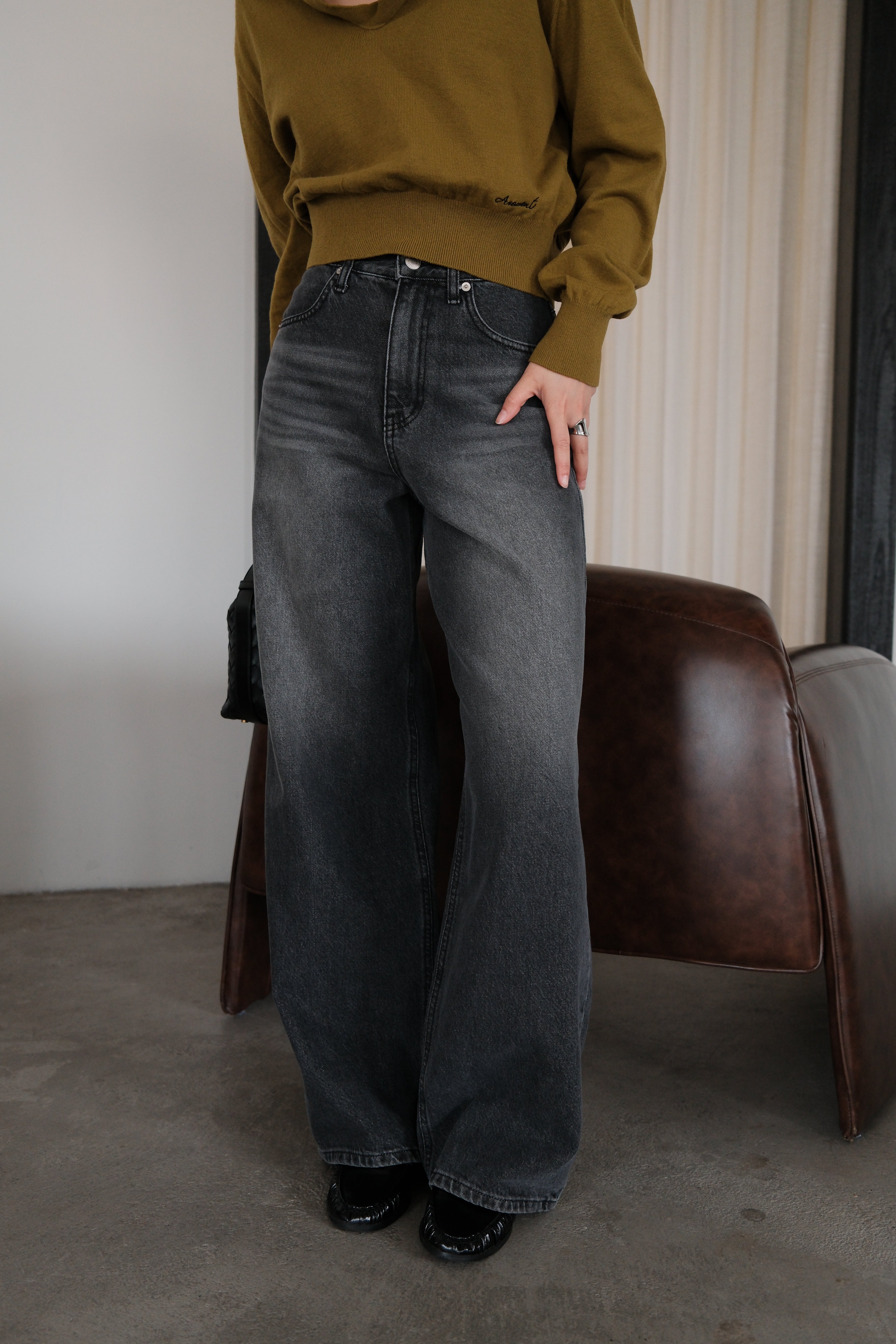Nevis back pocket high-rise straight jeans