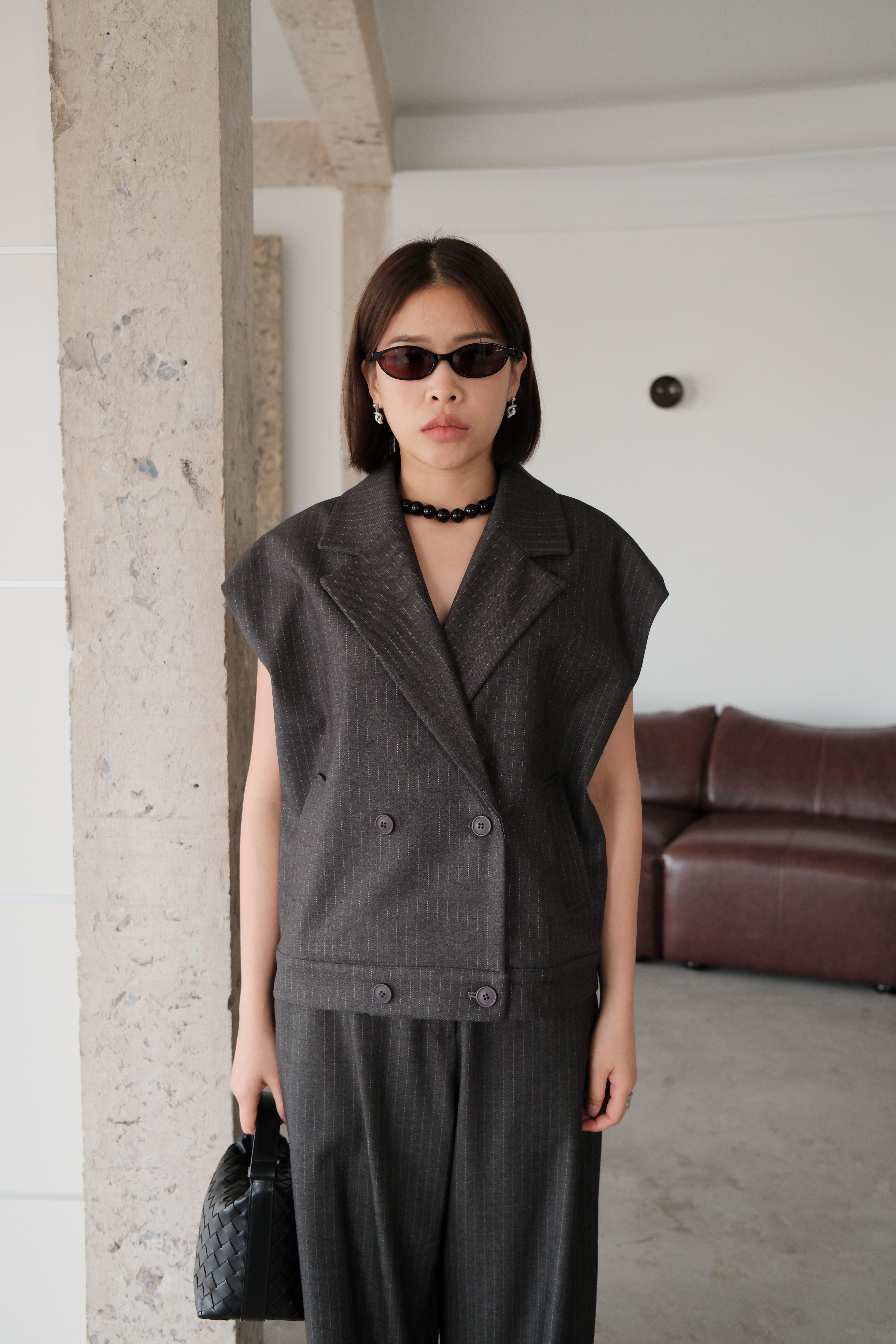 Dawn striped oversized vest