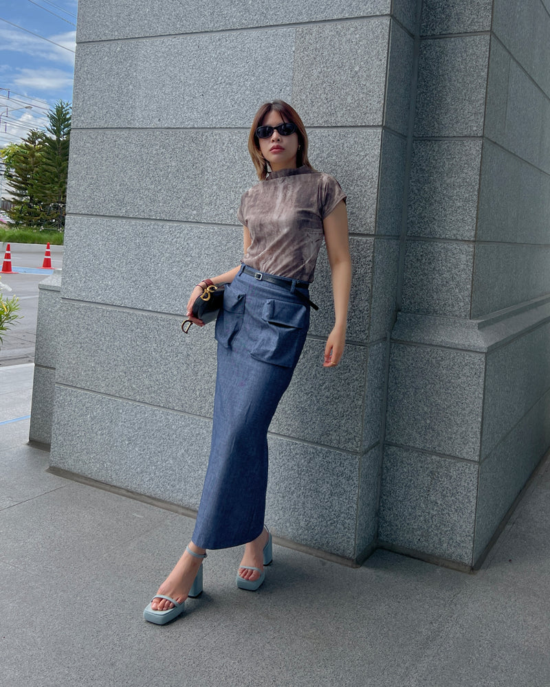 large pocket long skirt