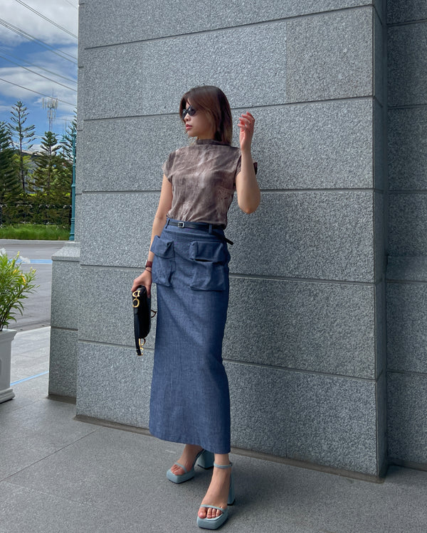 large pocket long skirt