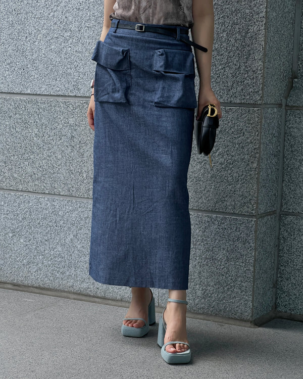 large pocket long skirt