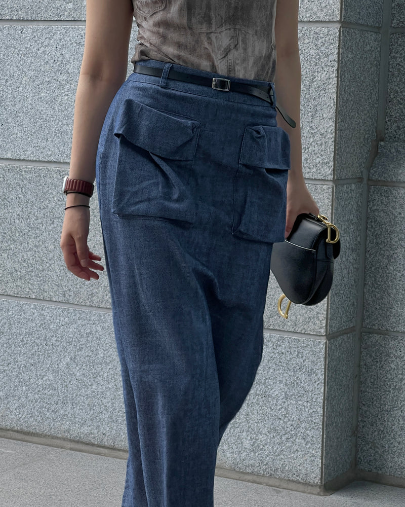 large pocket long skirt