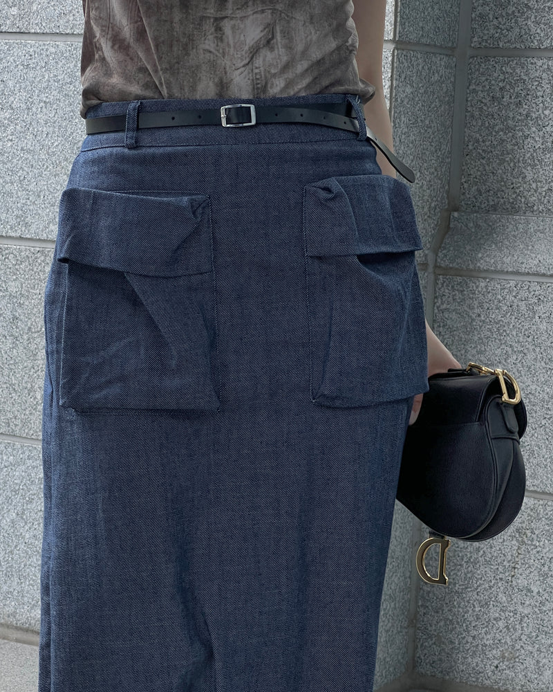 large pocket long skirt