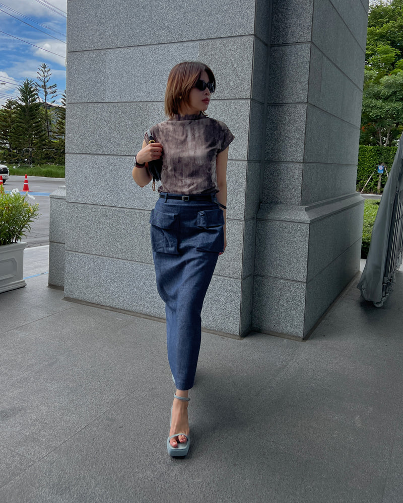 large pocket long skirt