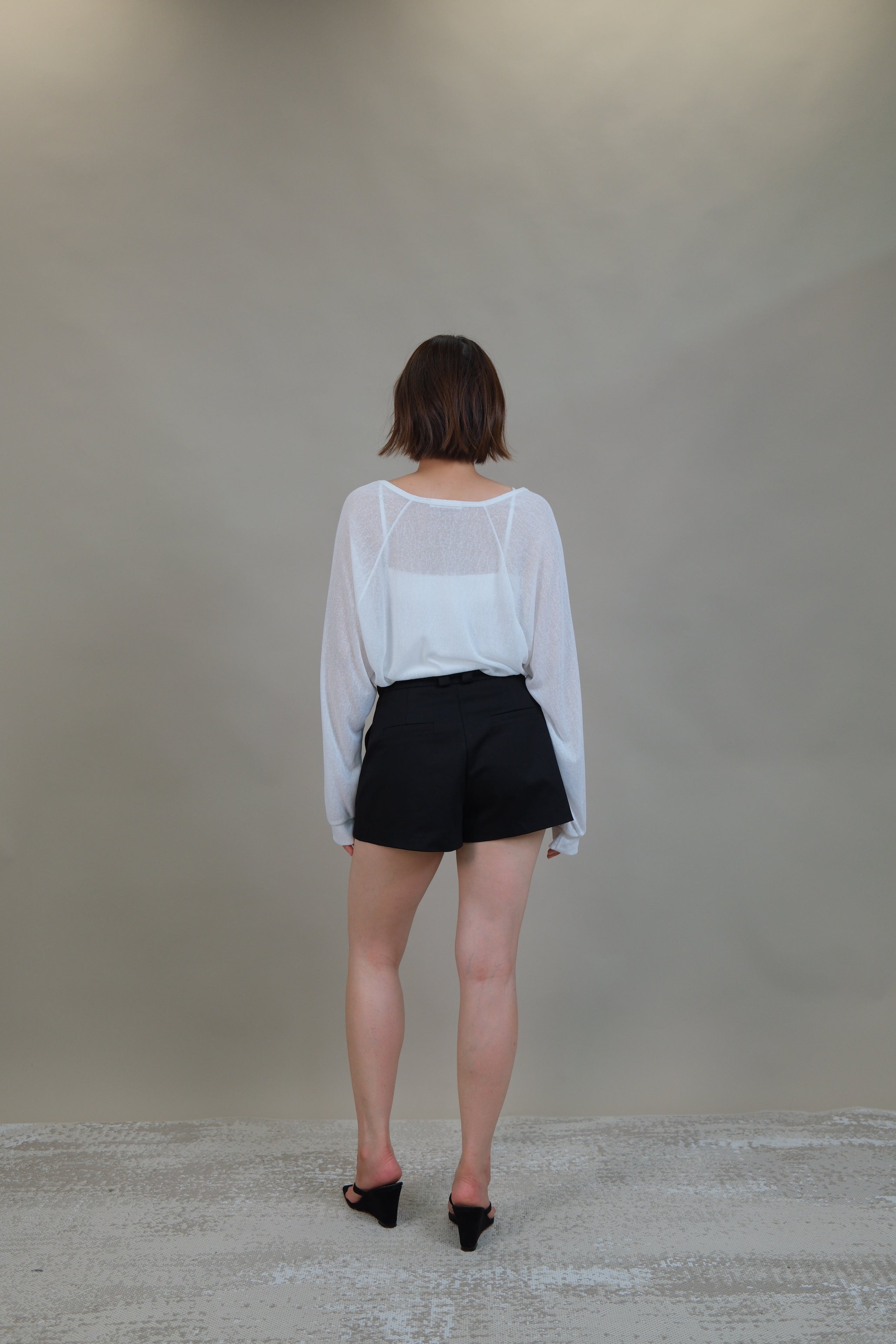 Linear V-Neck Half-Button Top