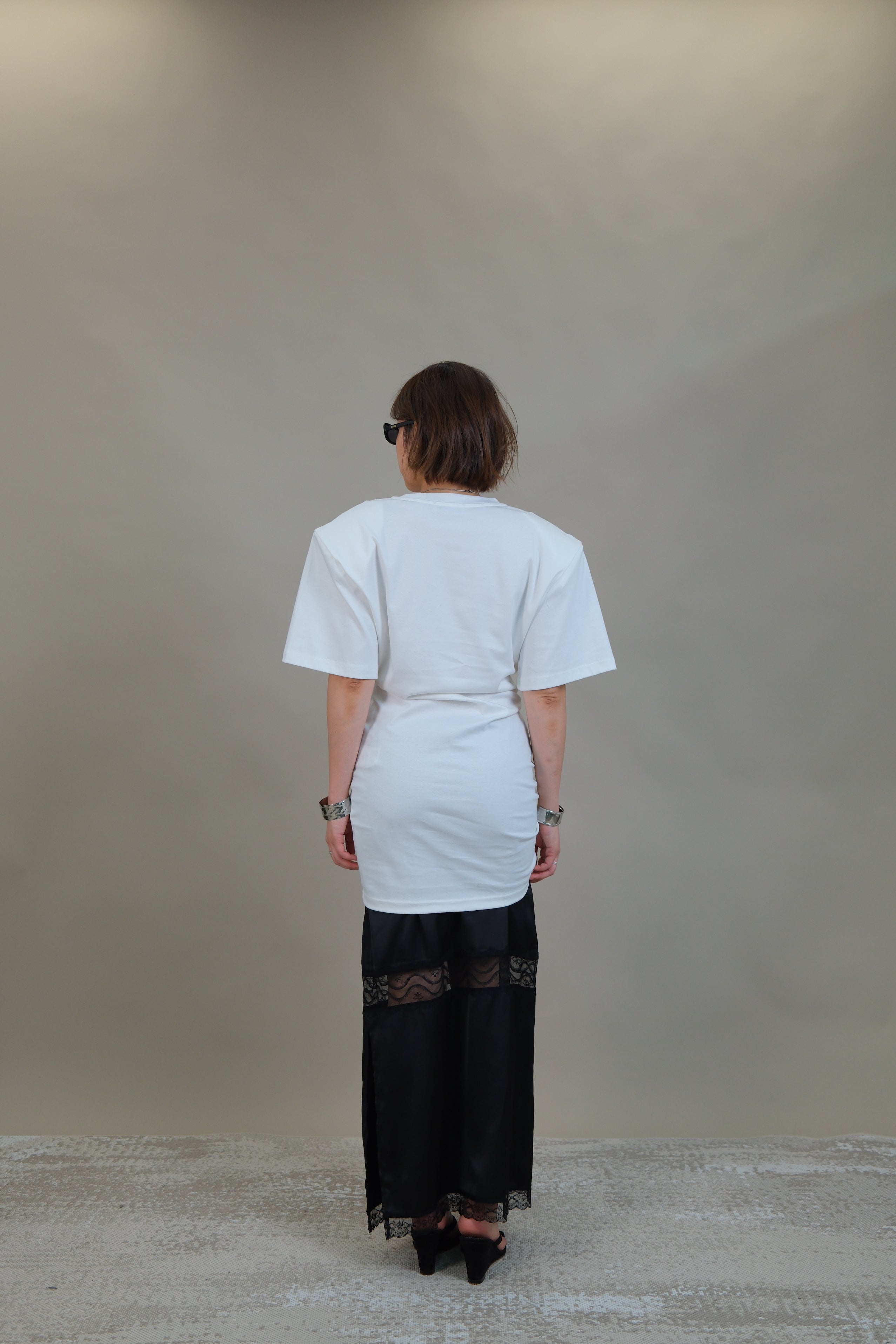 Sculpted Side-Ruching mini dress with removable shoulder pads