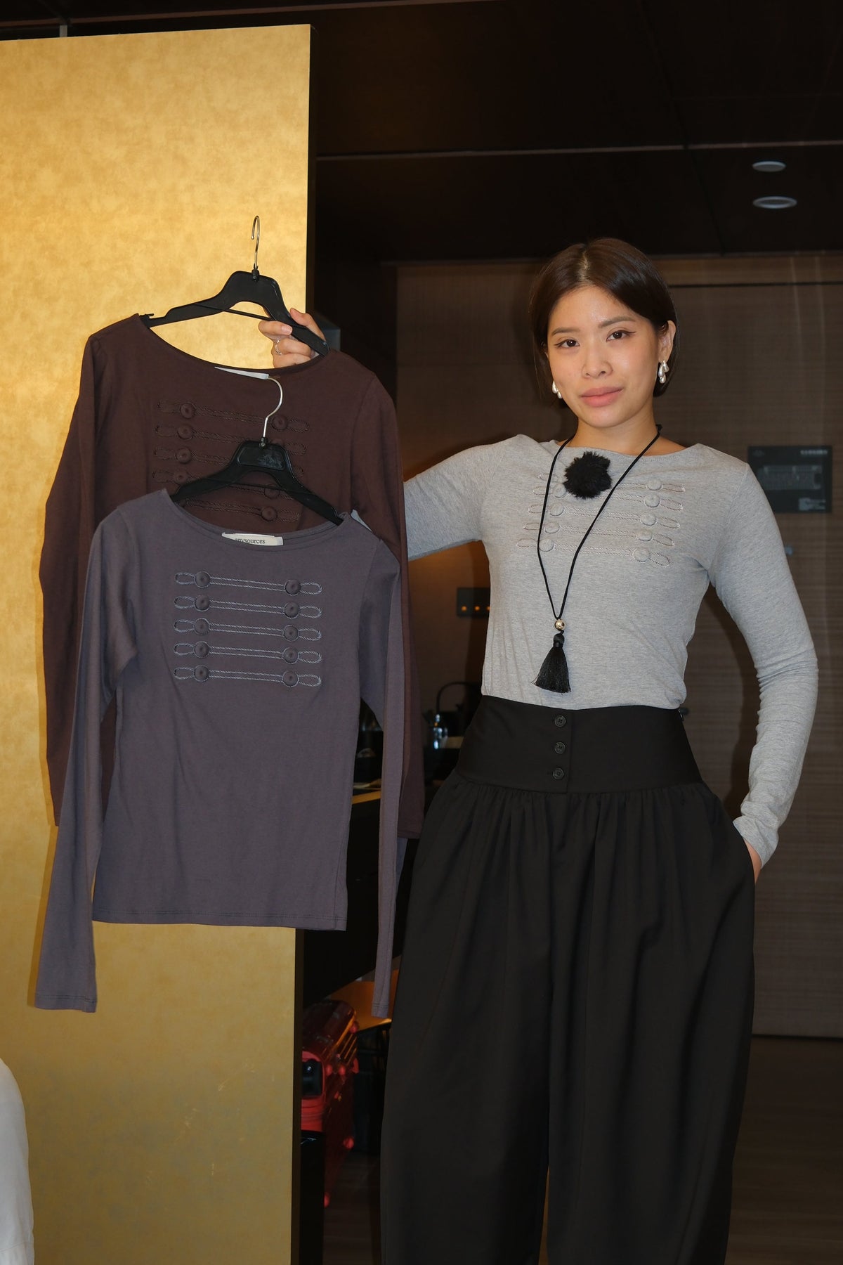 Military Button Long Sleeve Tee