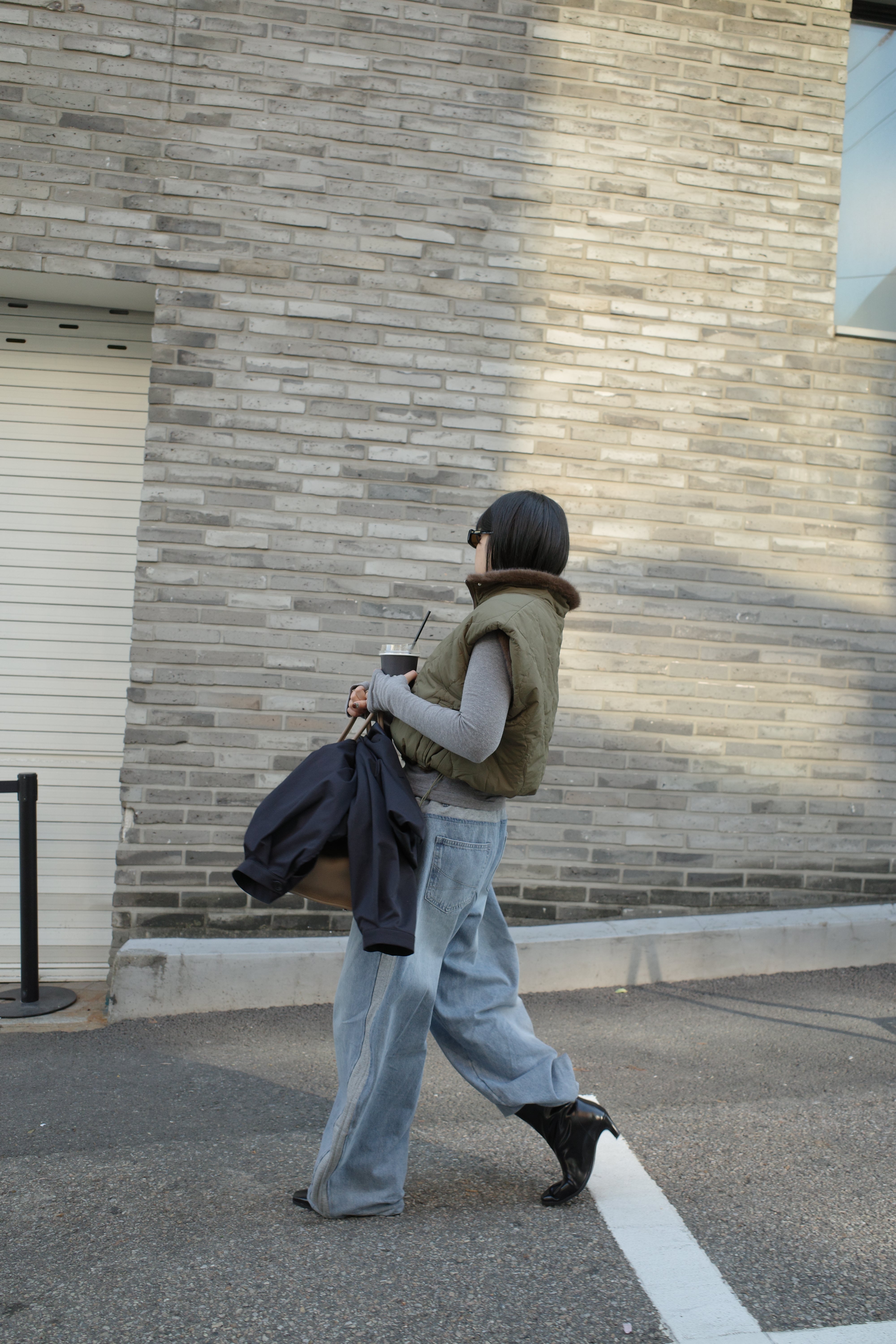 Monki Fluffy reversible quilted crop jacket