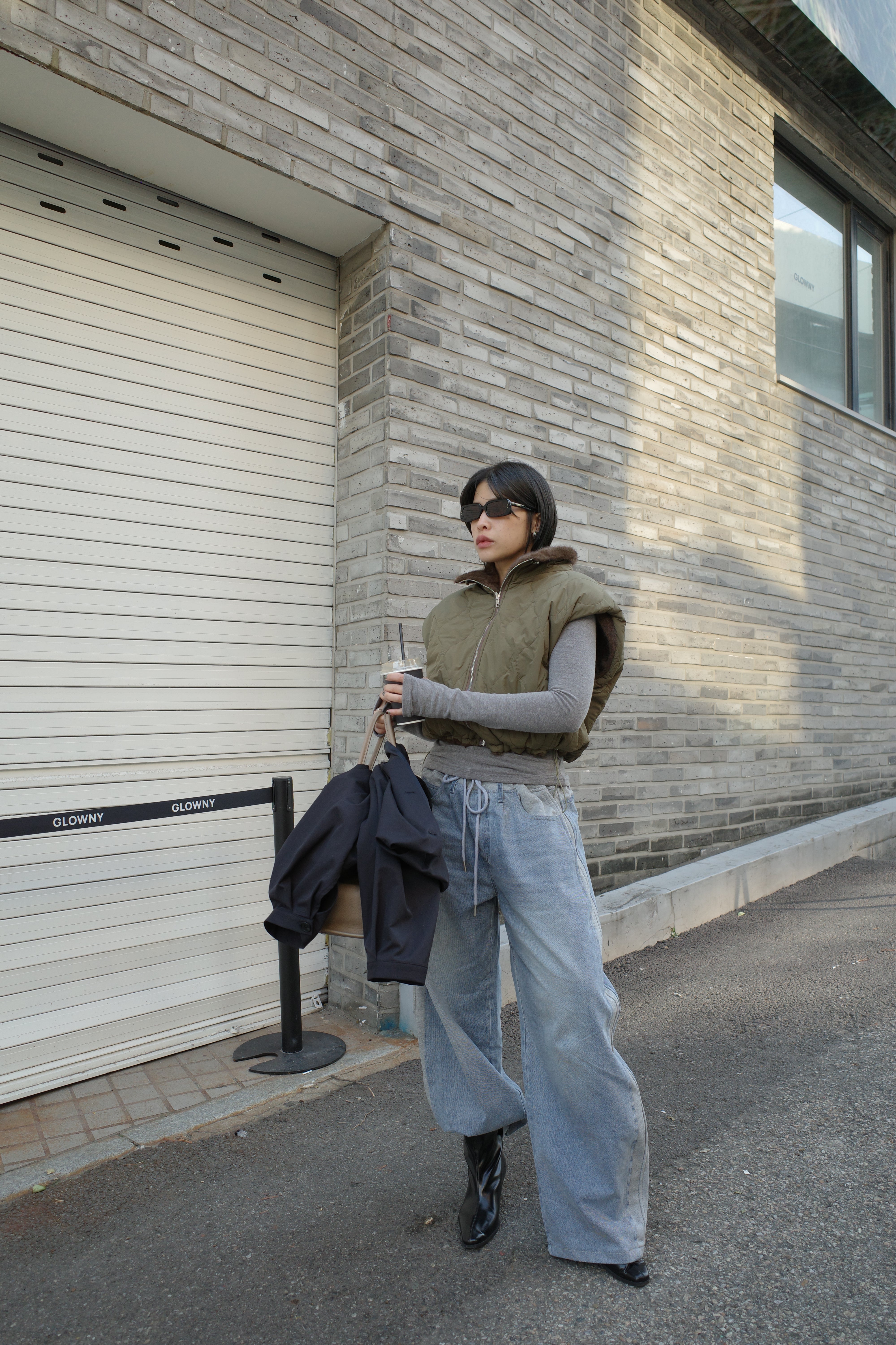 Monki Fluffy reversible quilted crop jacket