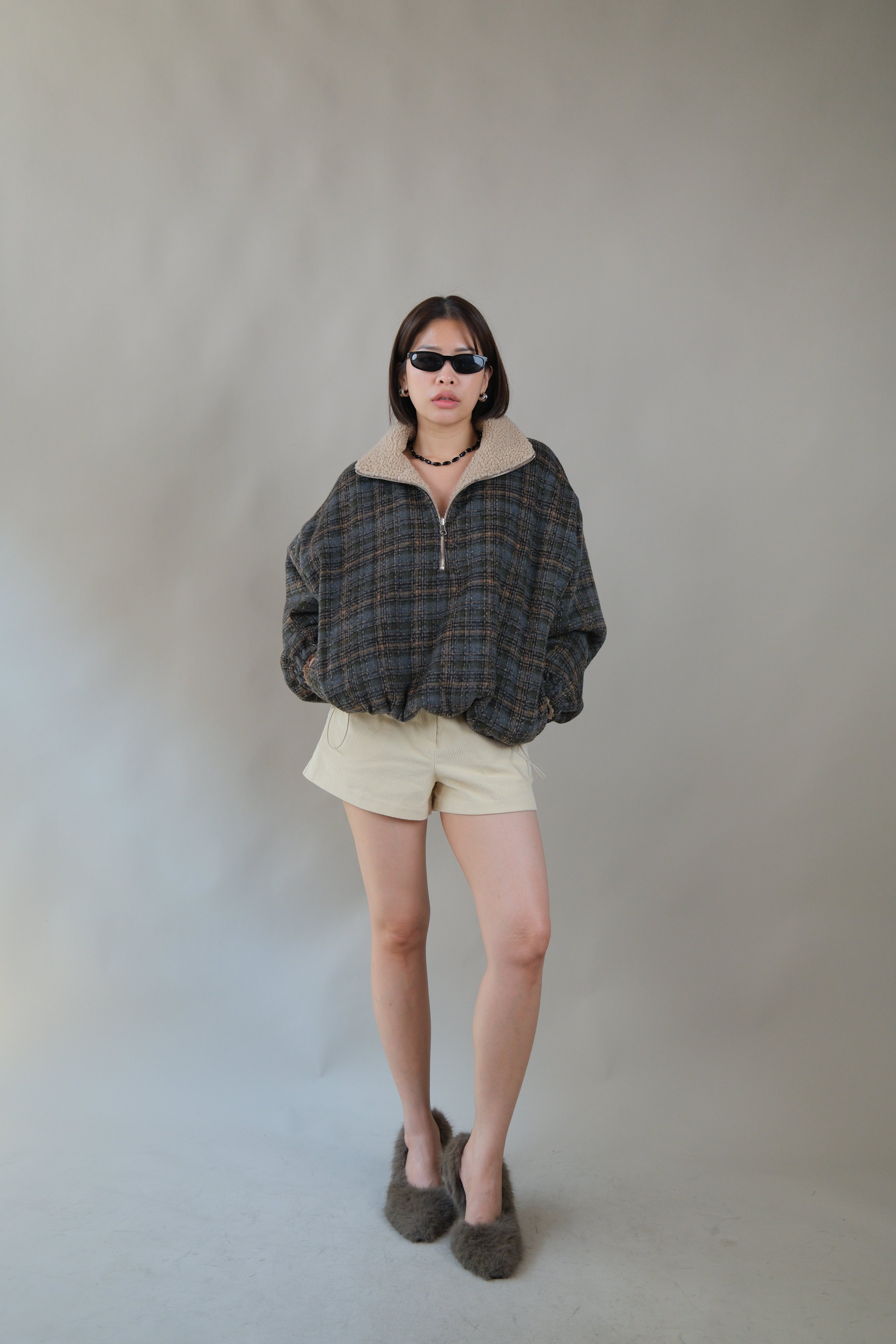 reversible teddy pullover