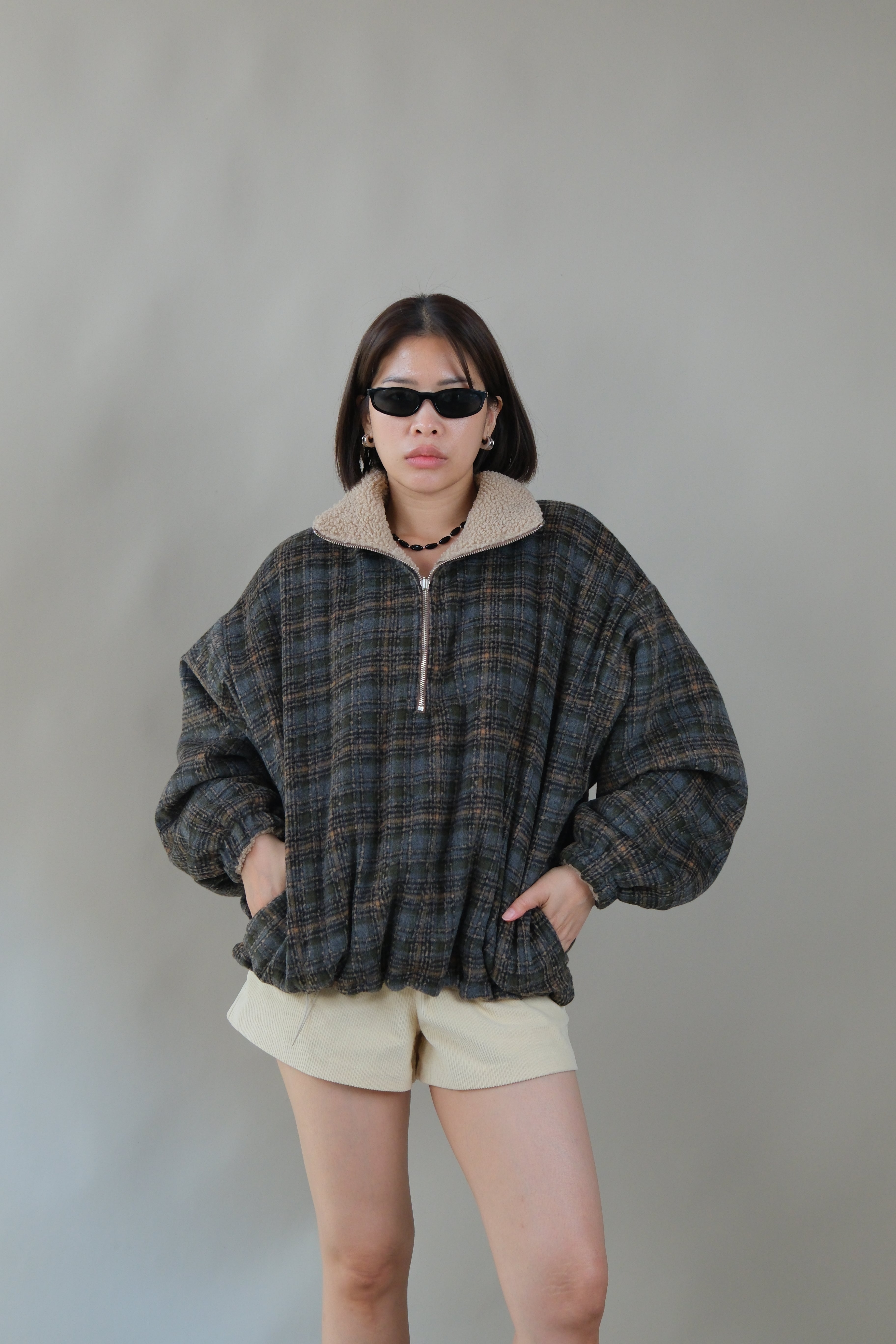 reversible teddy pullover