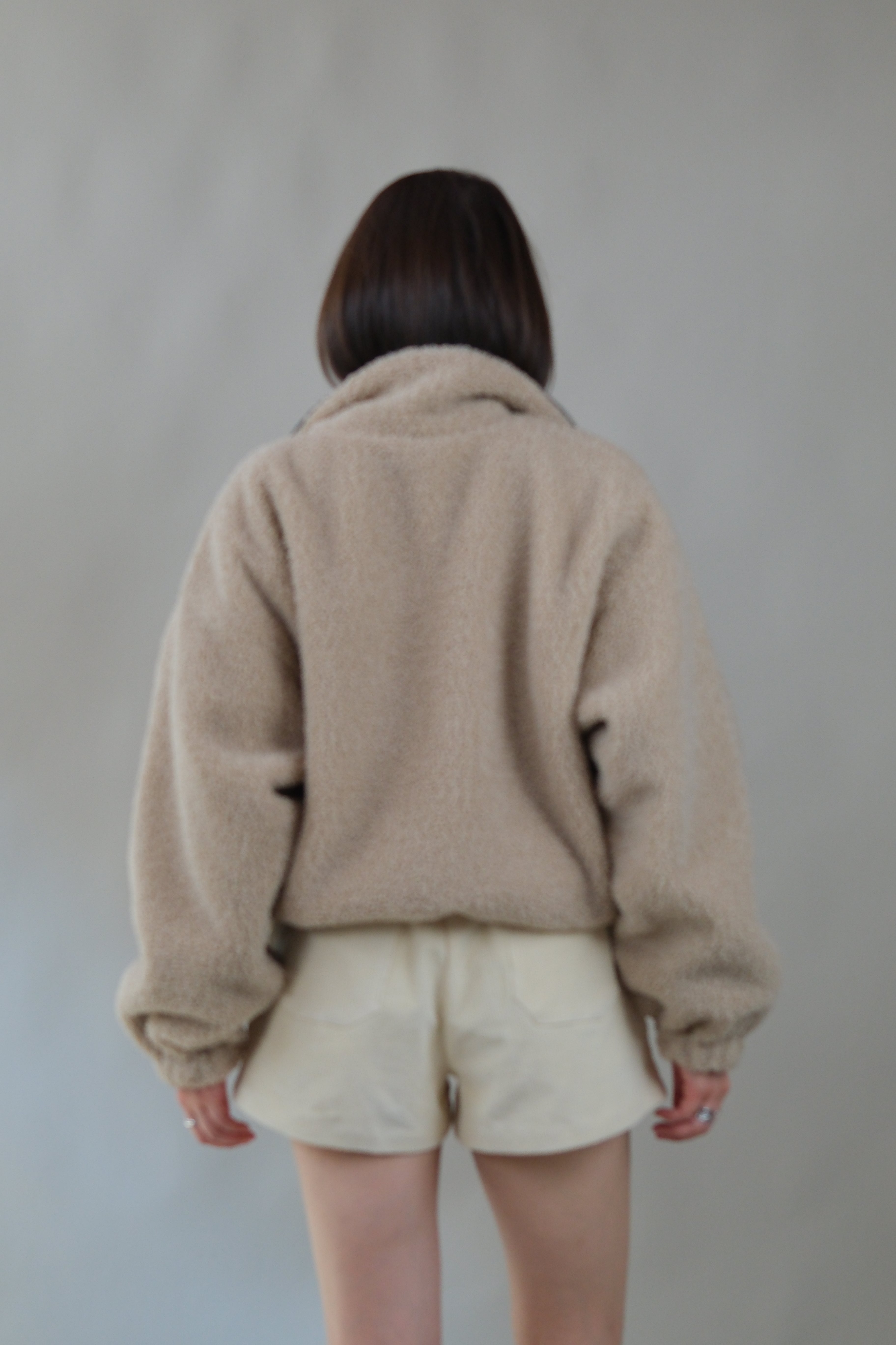 reversible teddy pullover