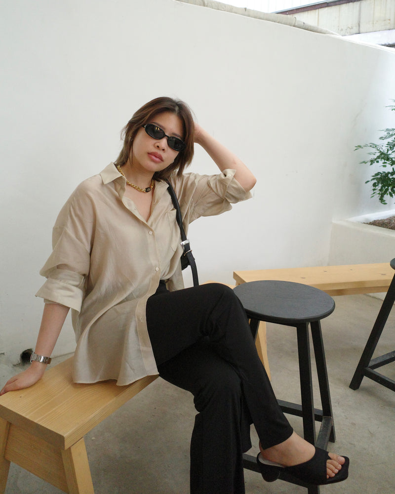 lightweight soft organza oversized shirt