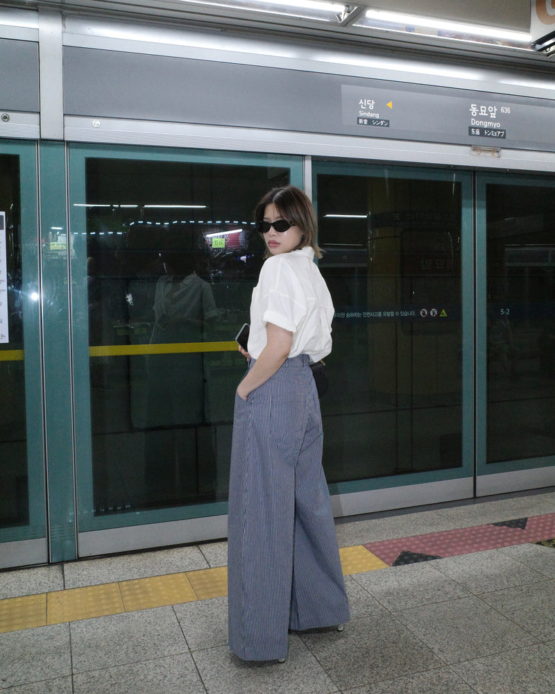 highrise stripe wide pants