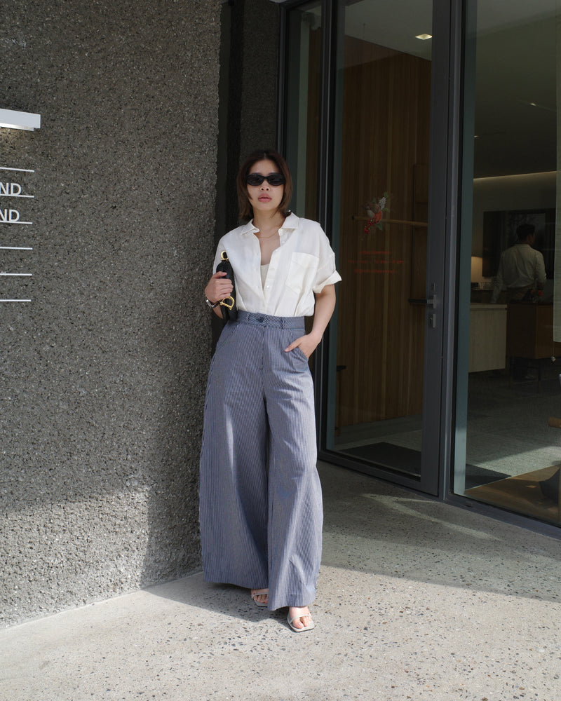highrise stripe wide pants