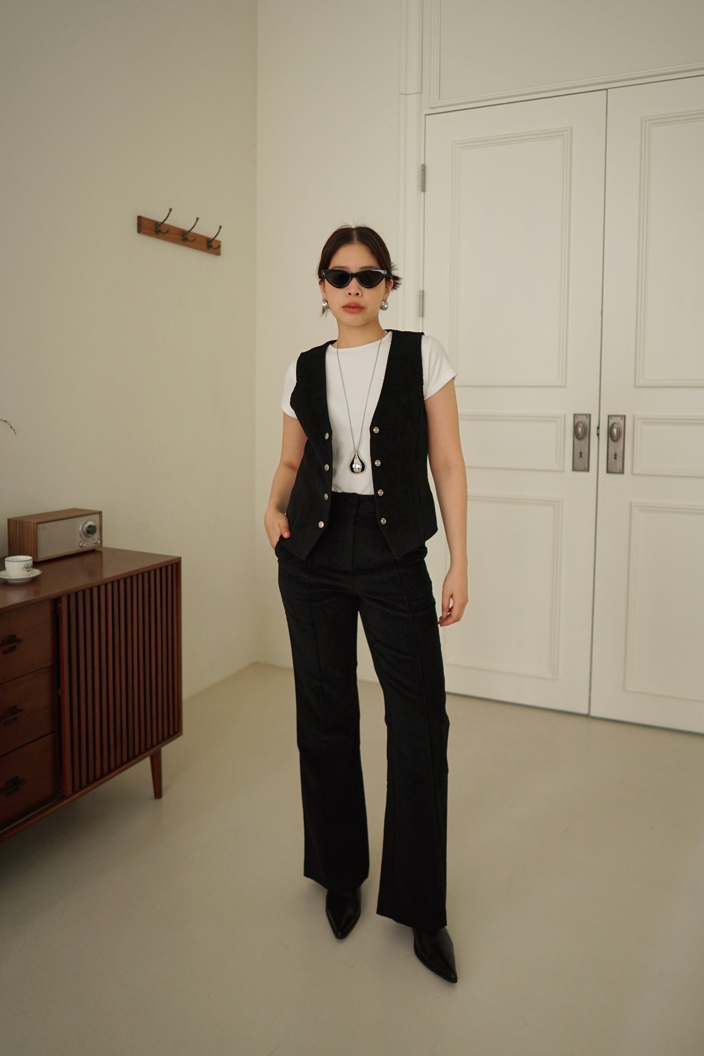 high rise corduroy flared pants